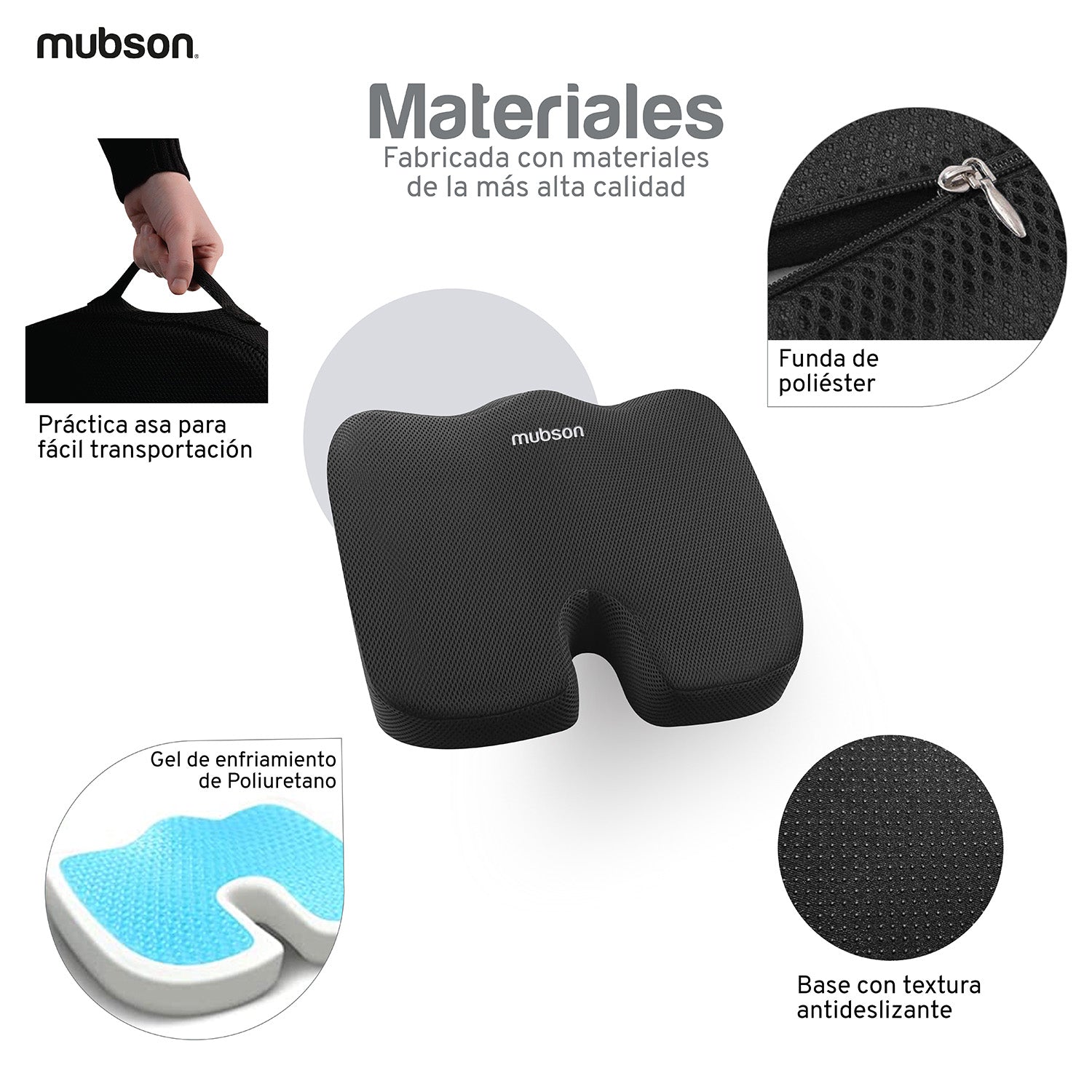 Mubson Cojin para Coxis y Ciatica de Gel para Silla de Oficina o Gamer. Reduce Dolores de Espalda. Cojin Ortopedico
