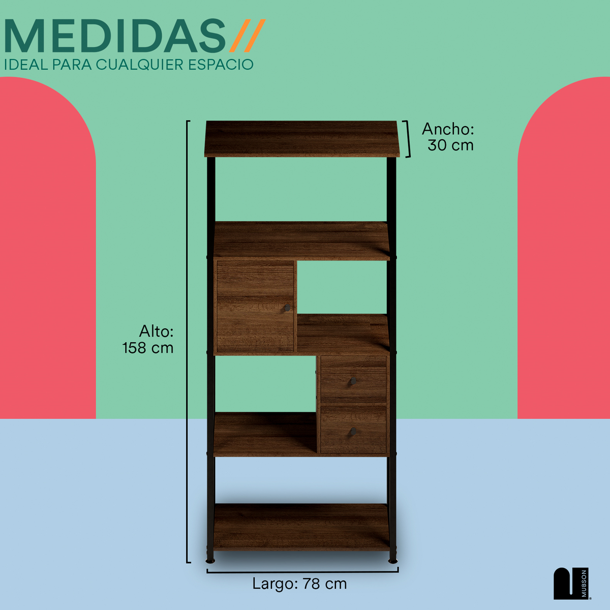 MUBSON Estante Organizador de 4 Repisas con Cajones Greto
