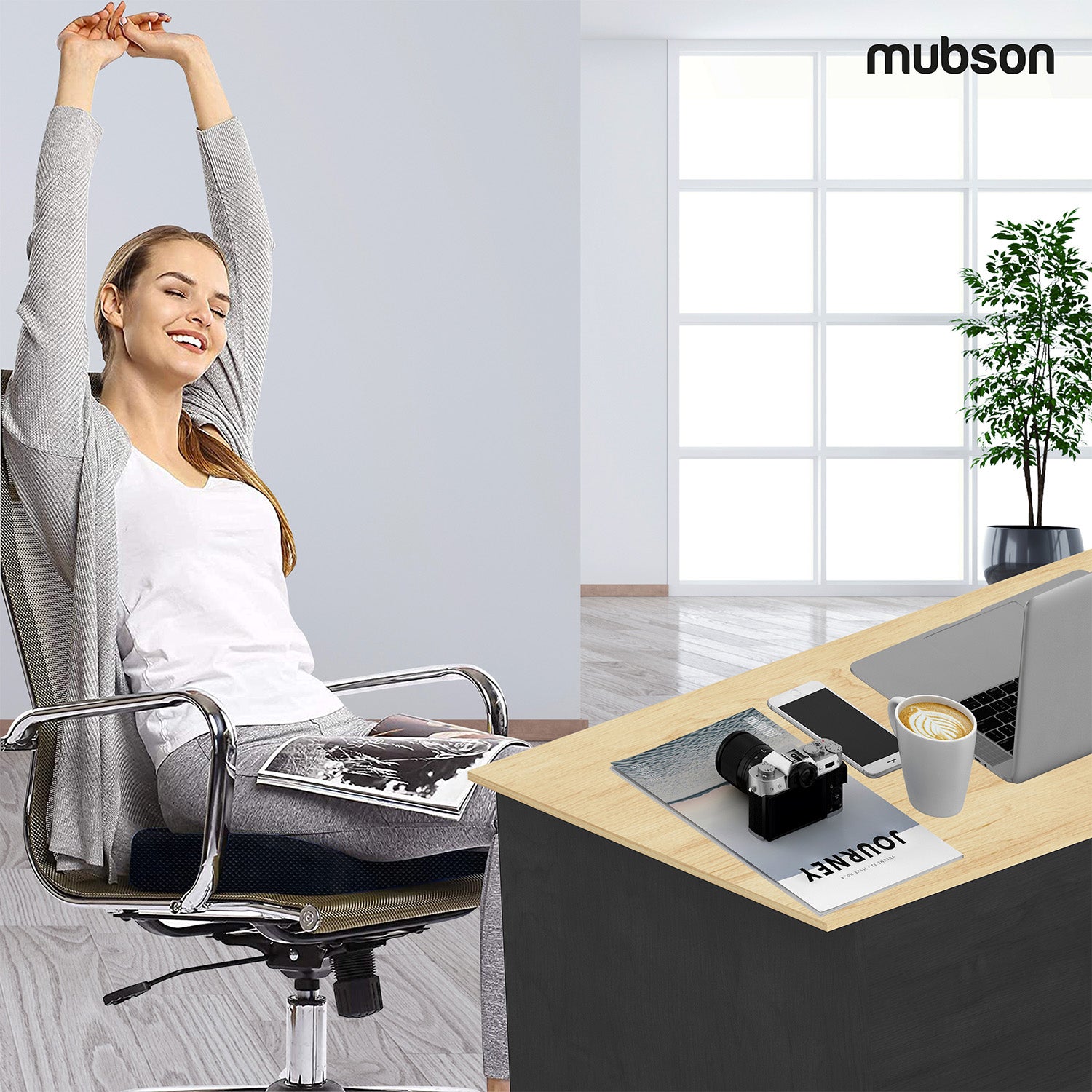 Mubson Cojin para Coxis y Ciatica de Gel para Silla de Oficina o Gamer. Reduce Dolores de Espalda. Cojin Ortopedico