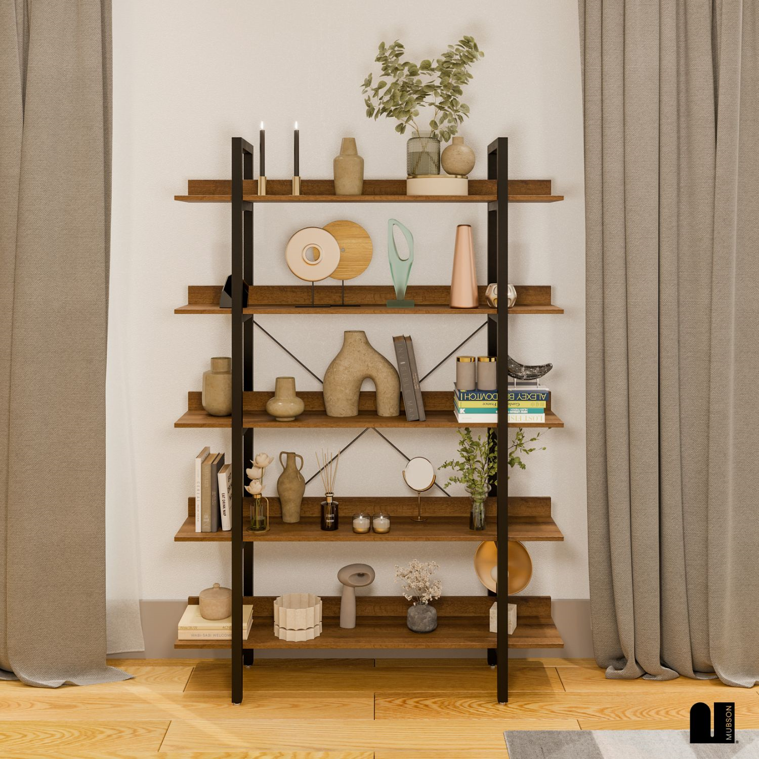 Mubson Librero con 5 Repisas Minimalista. Estante Palermo