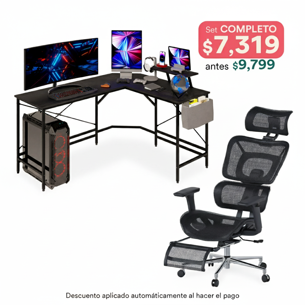 Escritorio en L + Silla Ergonomica Astra (Set Up Completo)