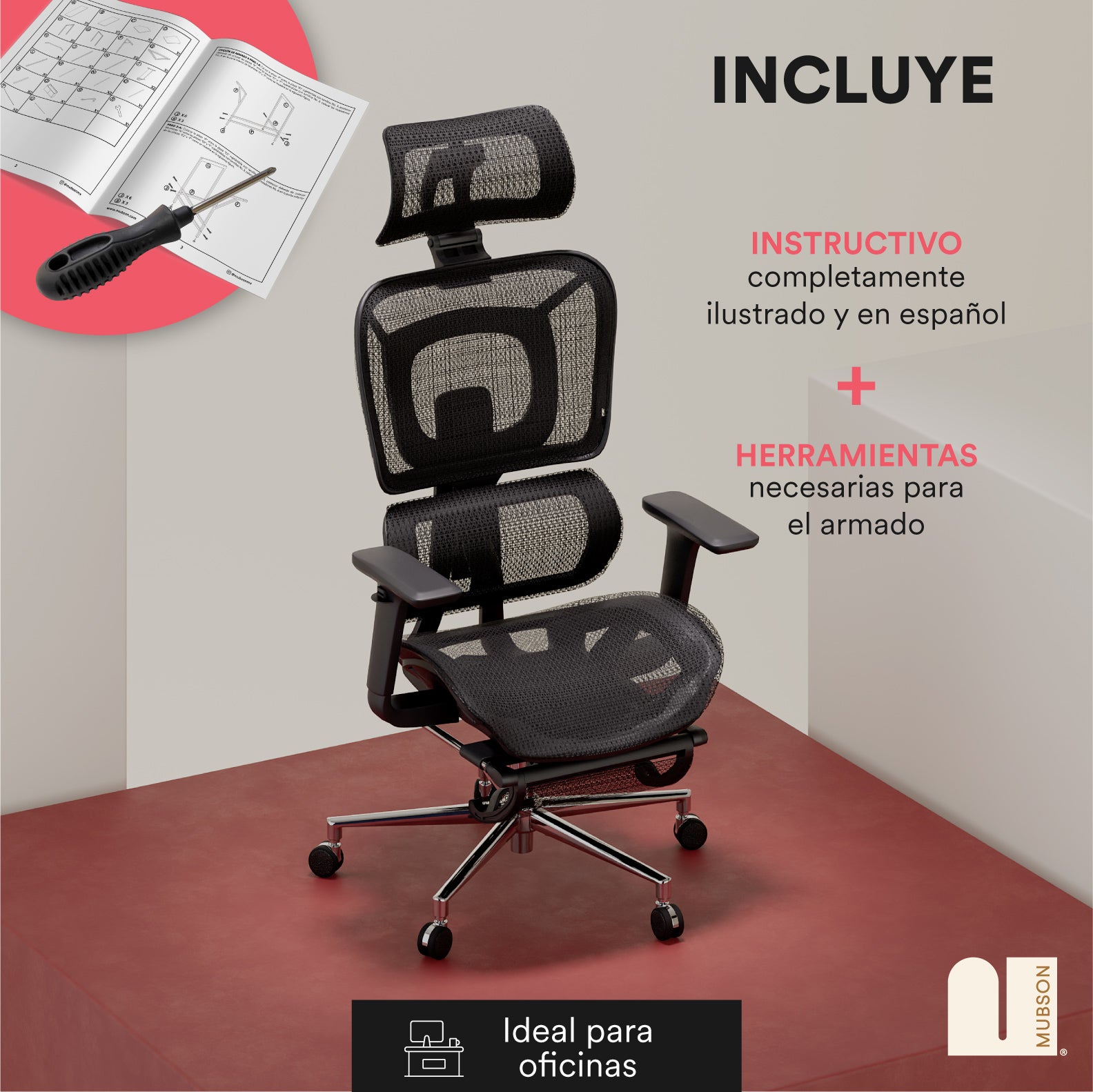 Set Up Completo - Escritorio en L + Silla Ergonomica Astra
