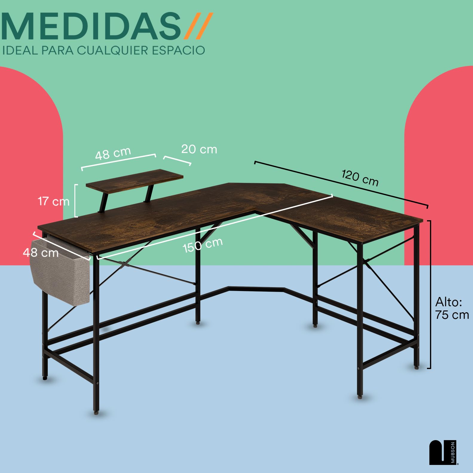 Escritorio en L + Librero Zilo (Set Up para Estudiantes)