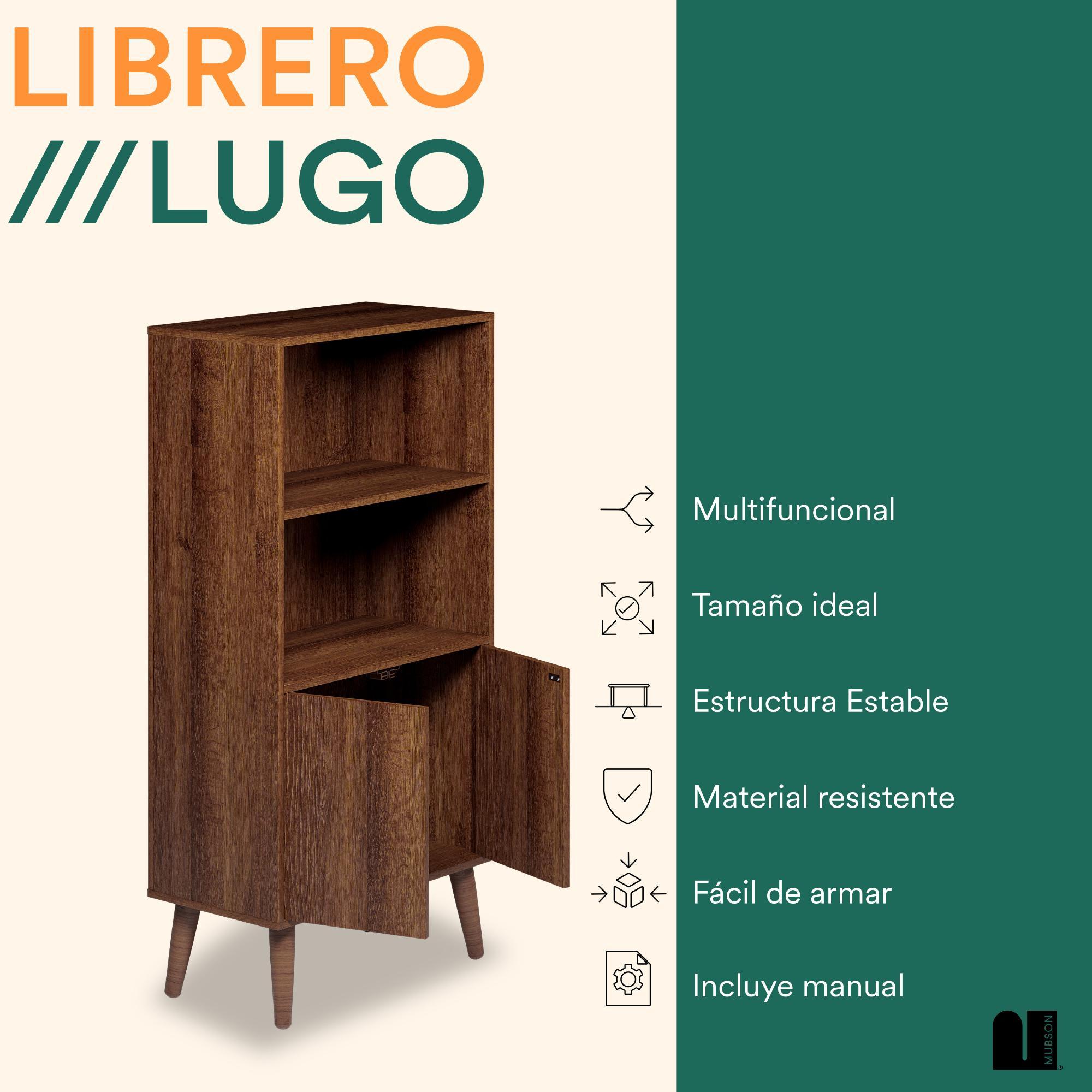 Librero Pequeño Minimalista. Librero con Puertas de 3 Repisas Lugo