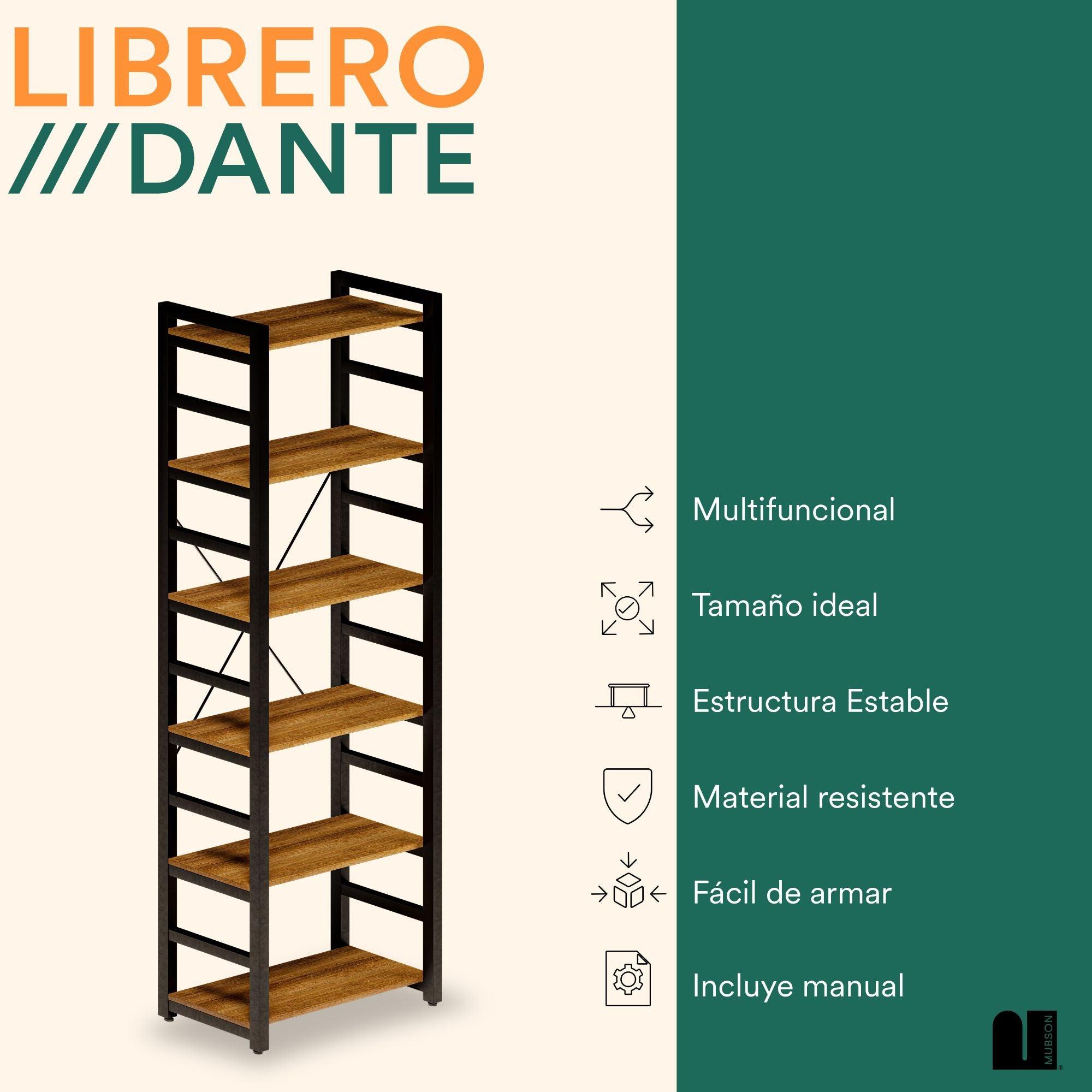 Librero Organizador con 6 Repisas. Estante Dante