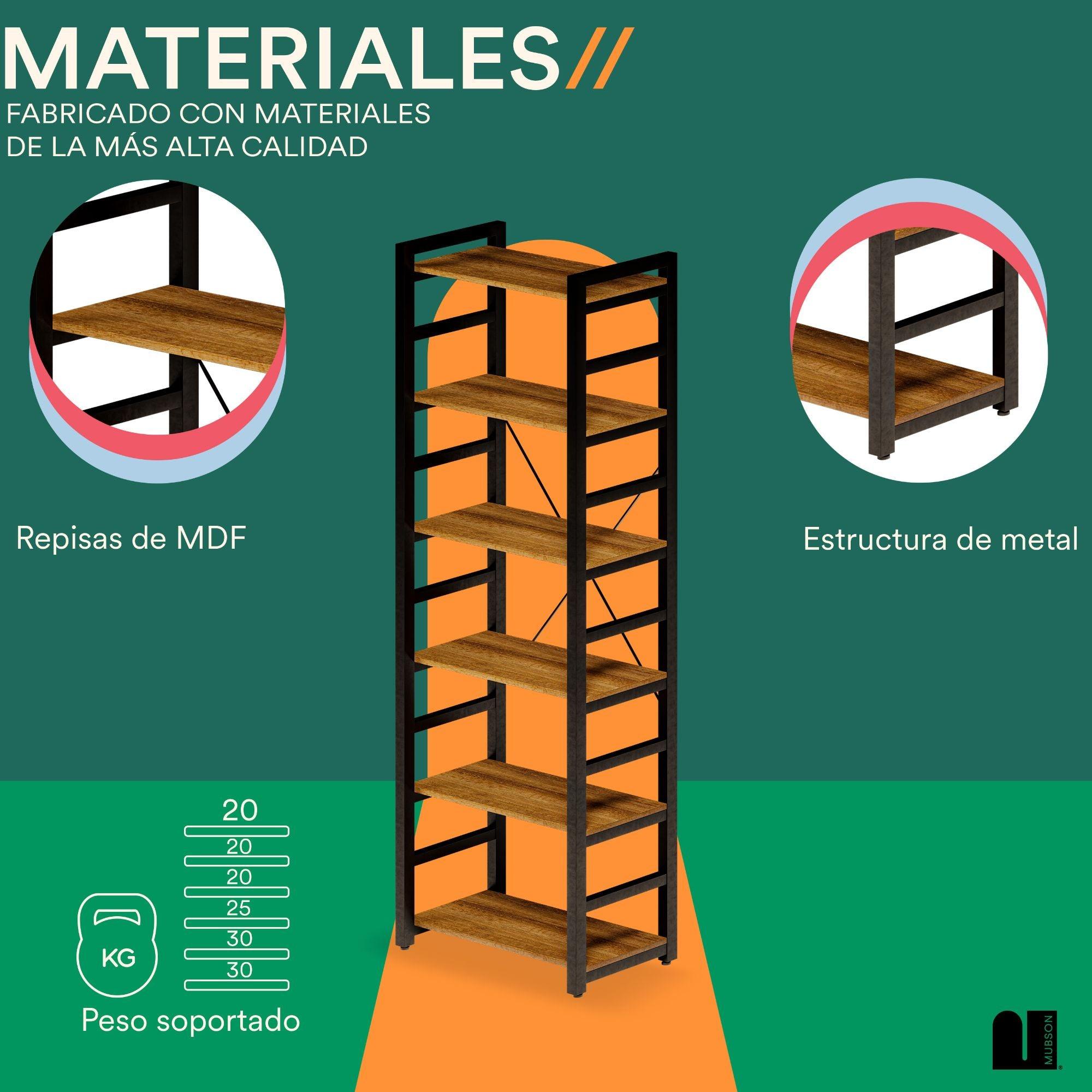 Librero Organizador con 6 Repisas. Estante Dante
