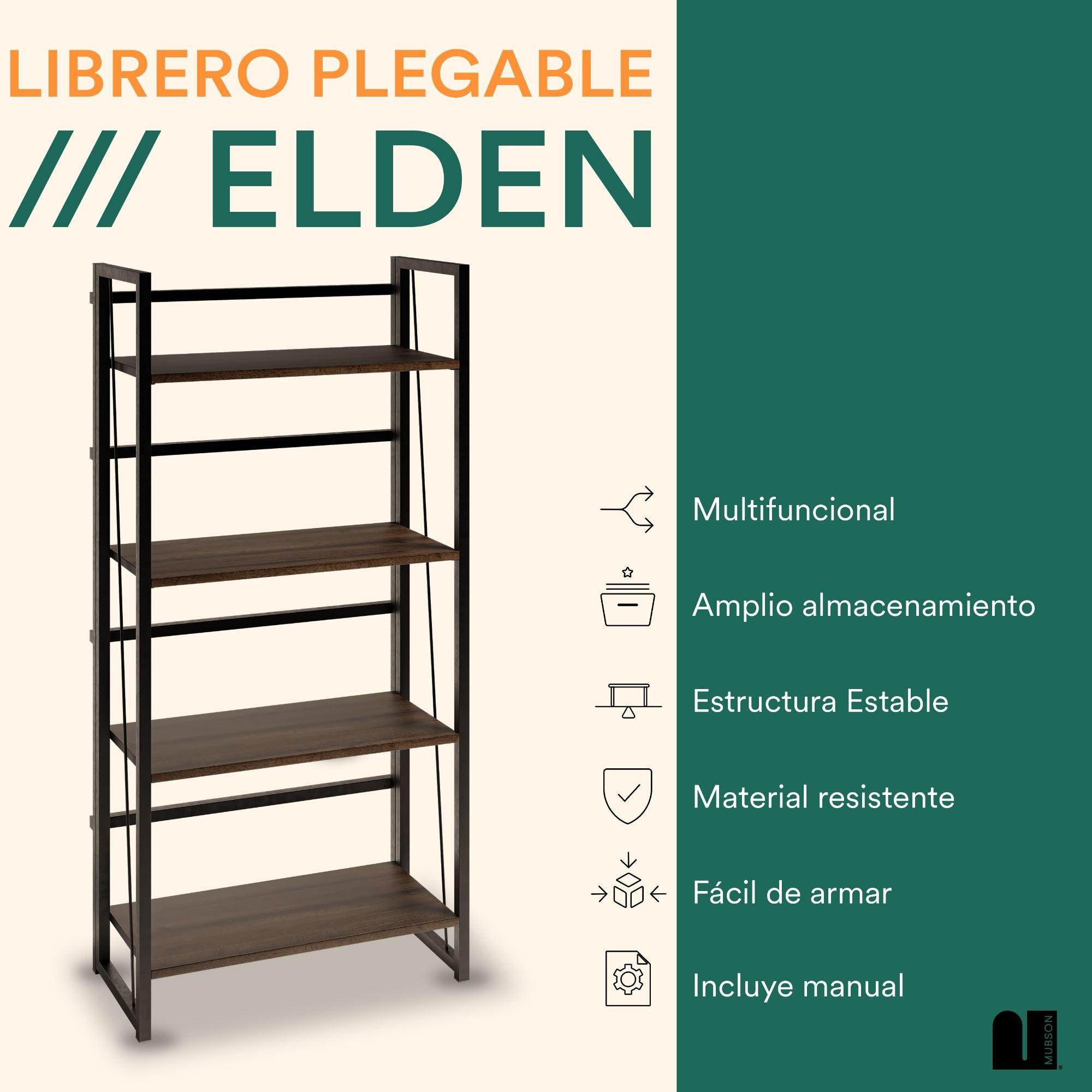 Librero Organizador Plegable con 4 Repisas. Estante Elden