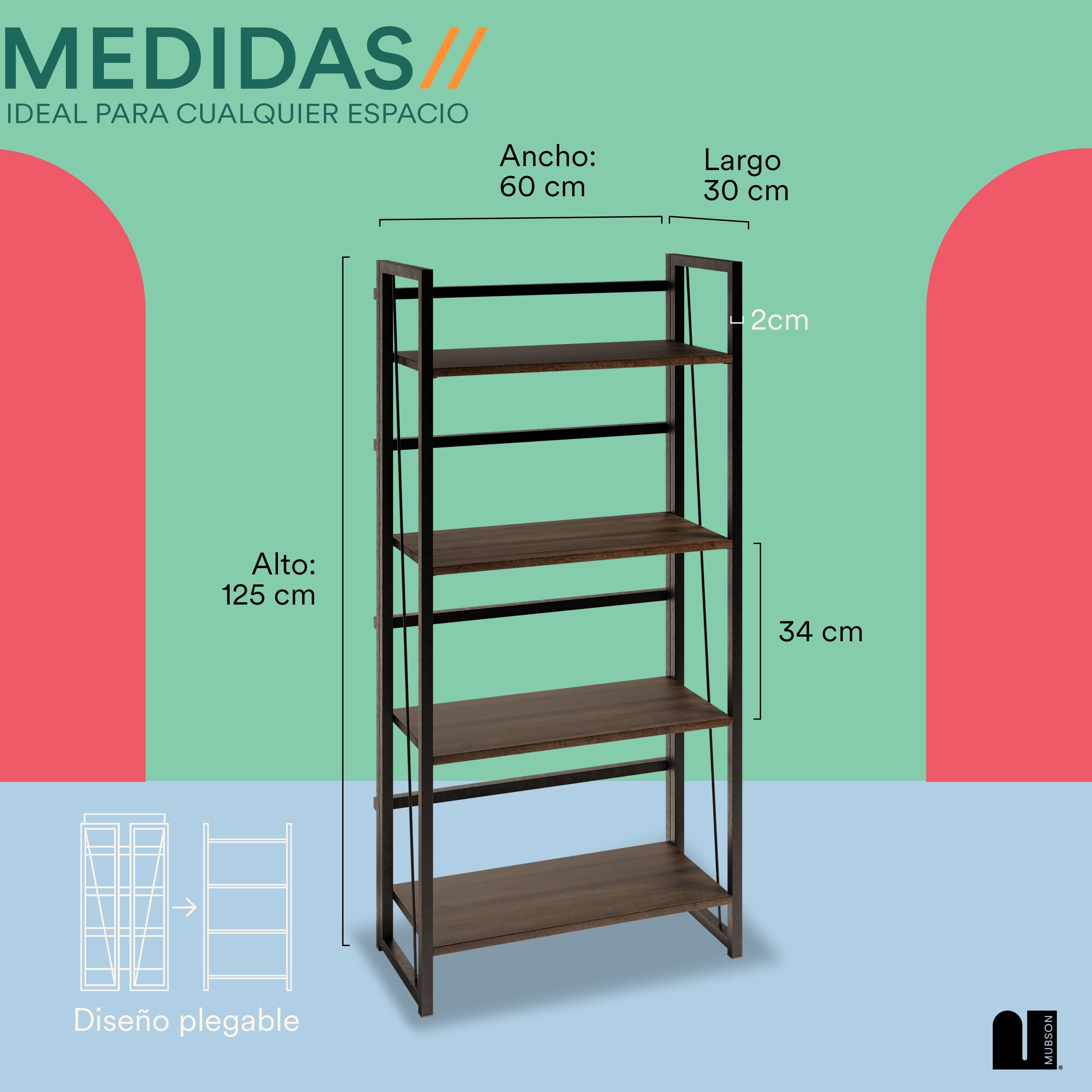 Librero Organizador Plegable con 4 Repisas. Estante Elden