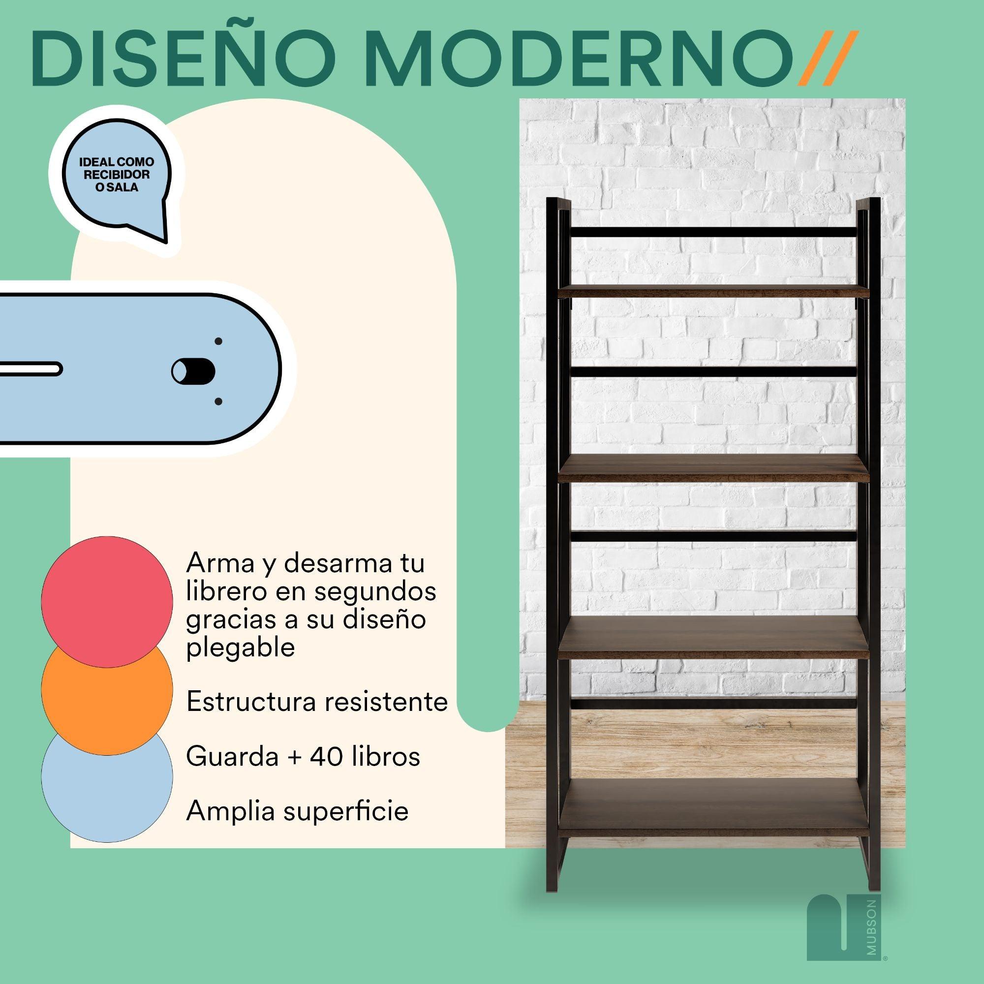 Librero Organizador Plegable con 4 Repisas. Estante Elden