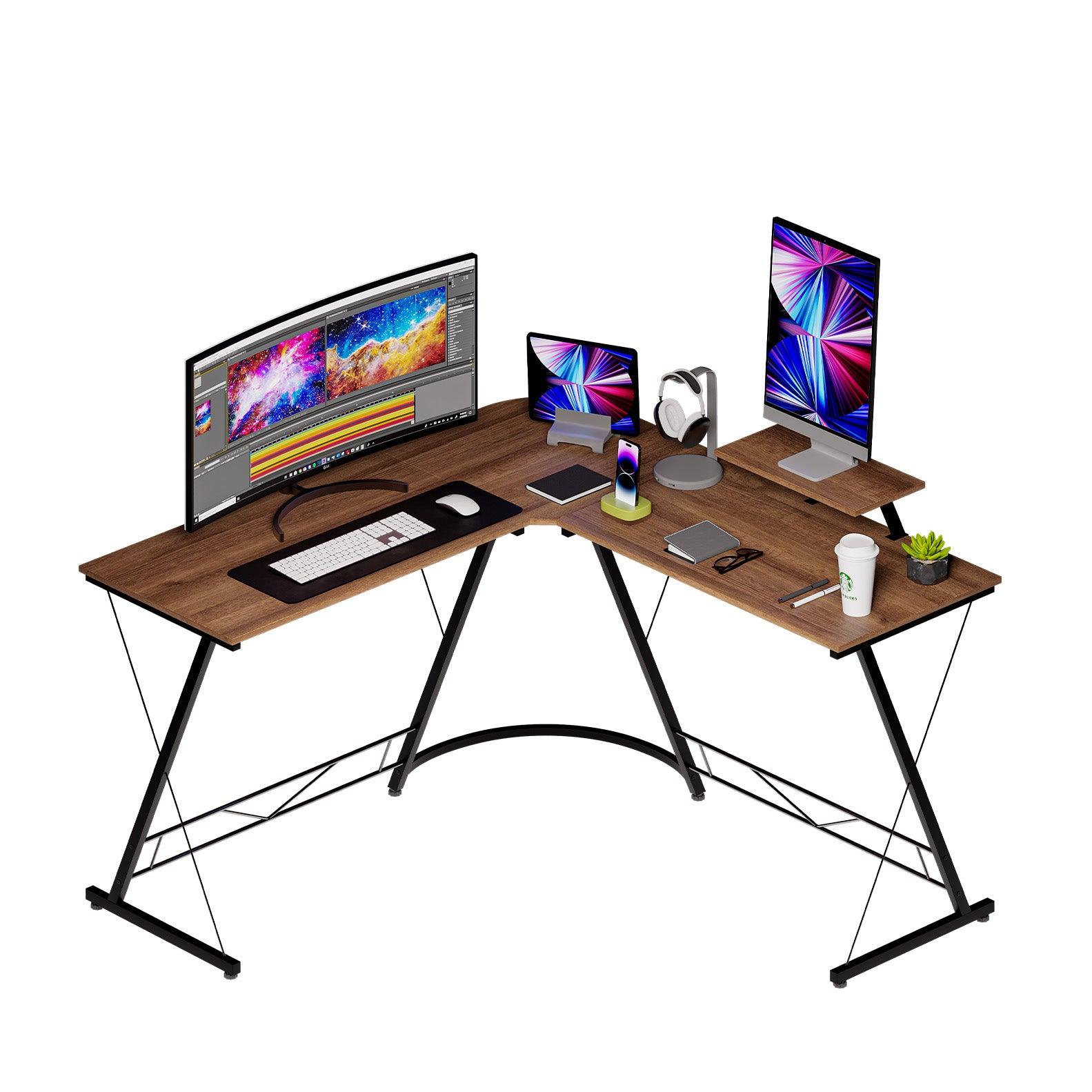 Escritorio para Computadora con Base para Monitor. Escritorio en L Emil