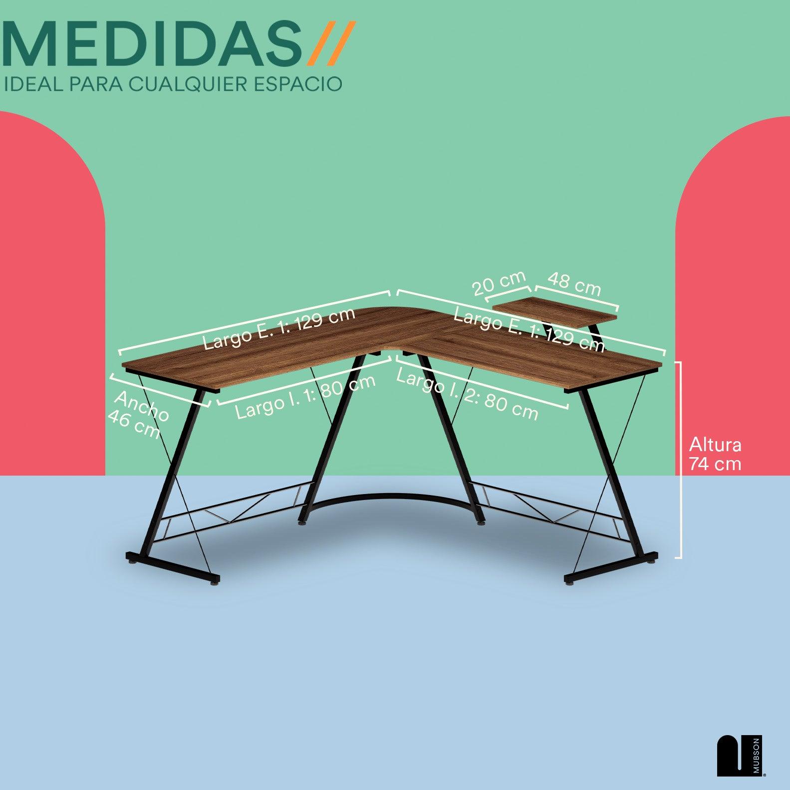 Escritorio para Computadora con Base para Monitor. Escritorio en L Emil