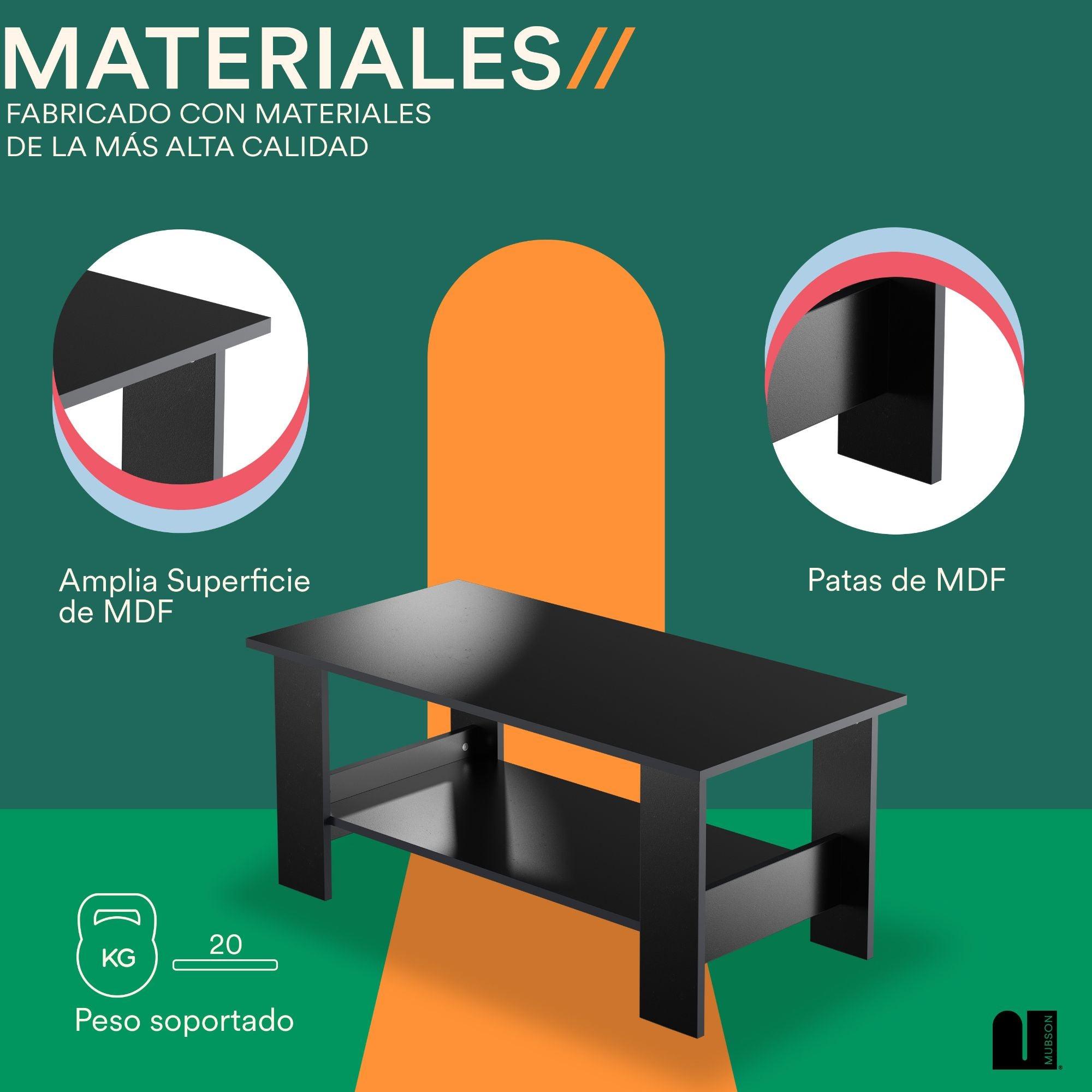 Mesa de Centro con Doble Repisa. Mesa de Centro para Sala Erin