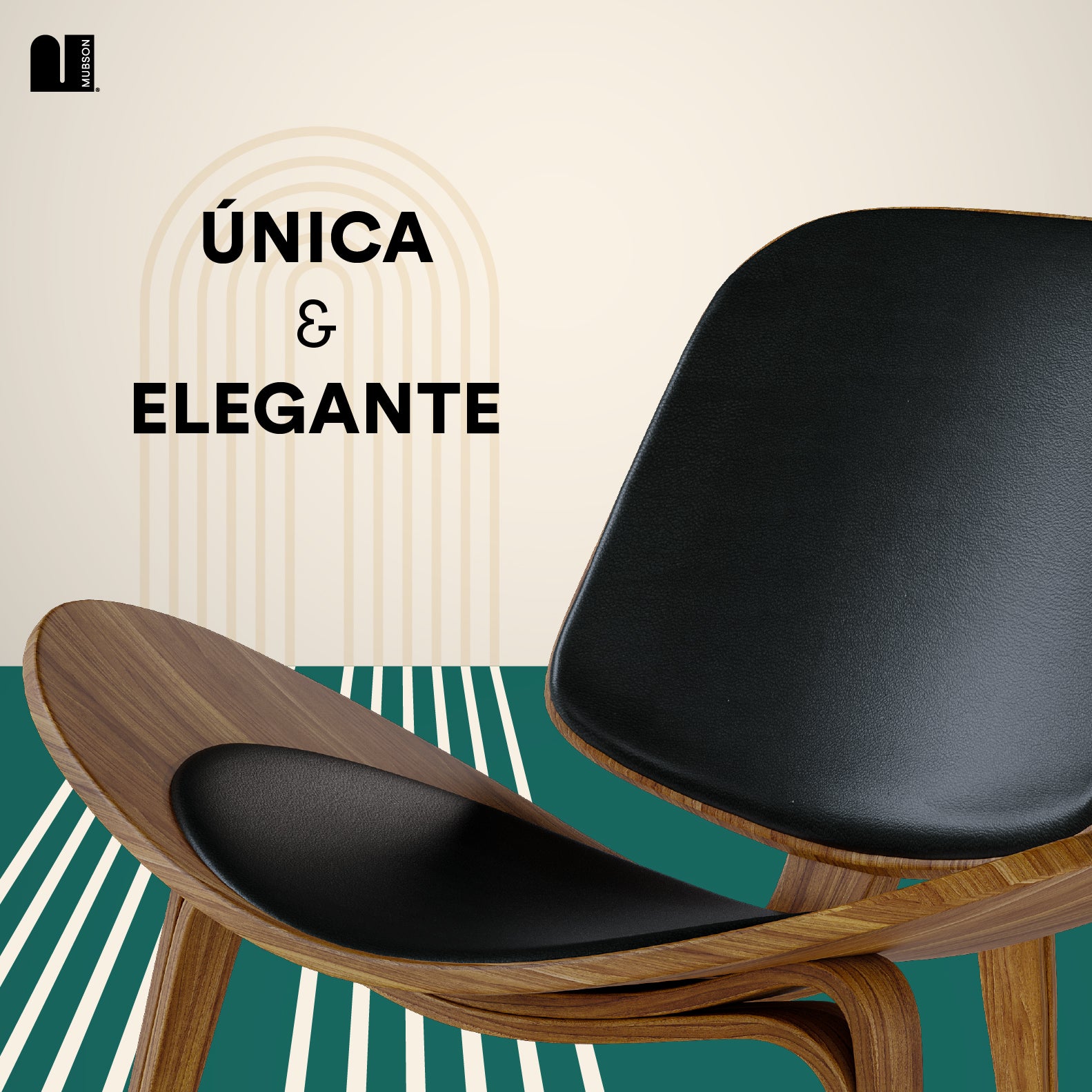 Silla de Piel Genuina Estilo Escandinavo con Base de Madera Curva Leda