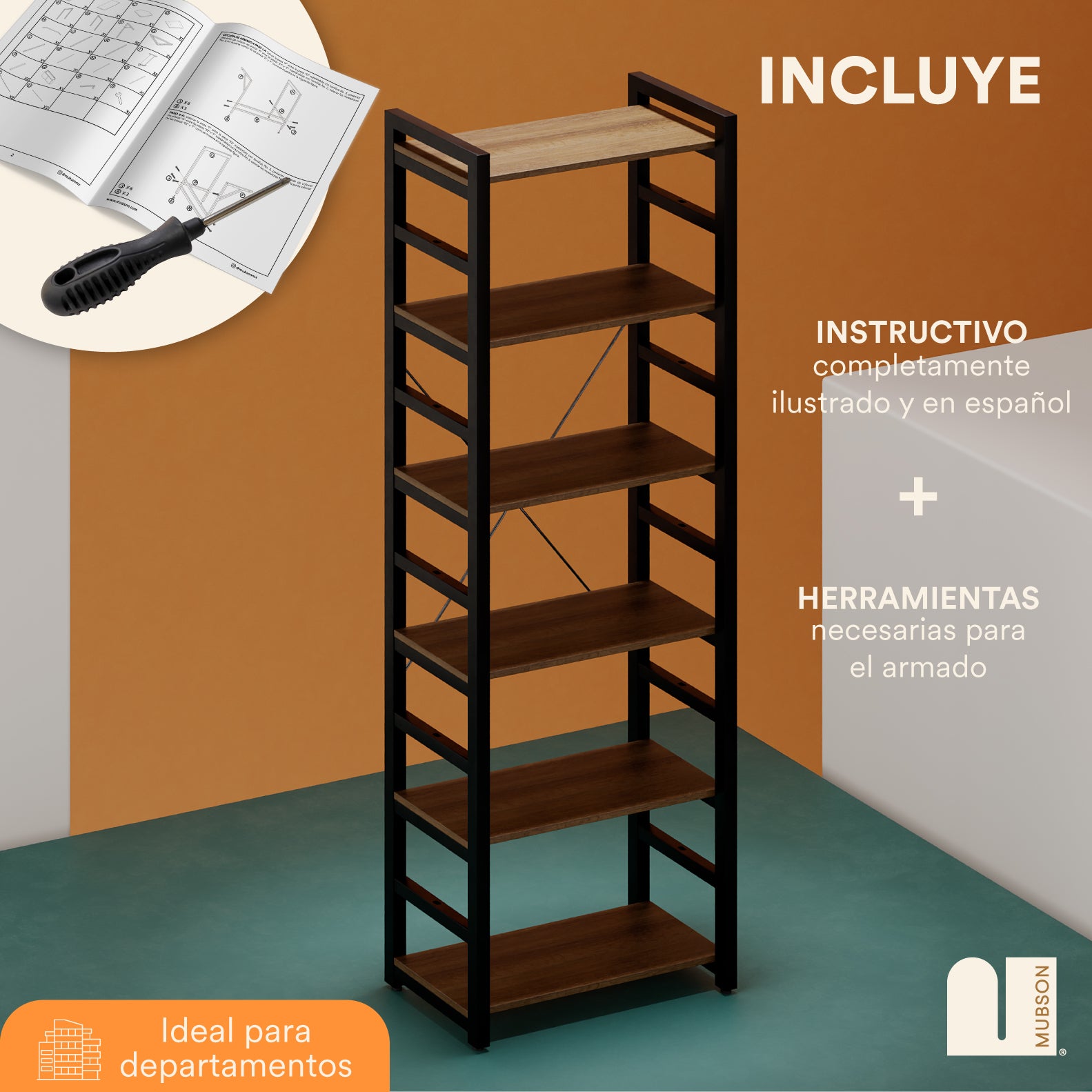 Librero Organizador con 6 Repisas. Estante Dante