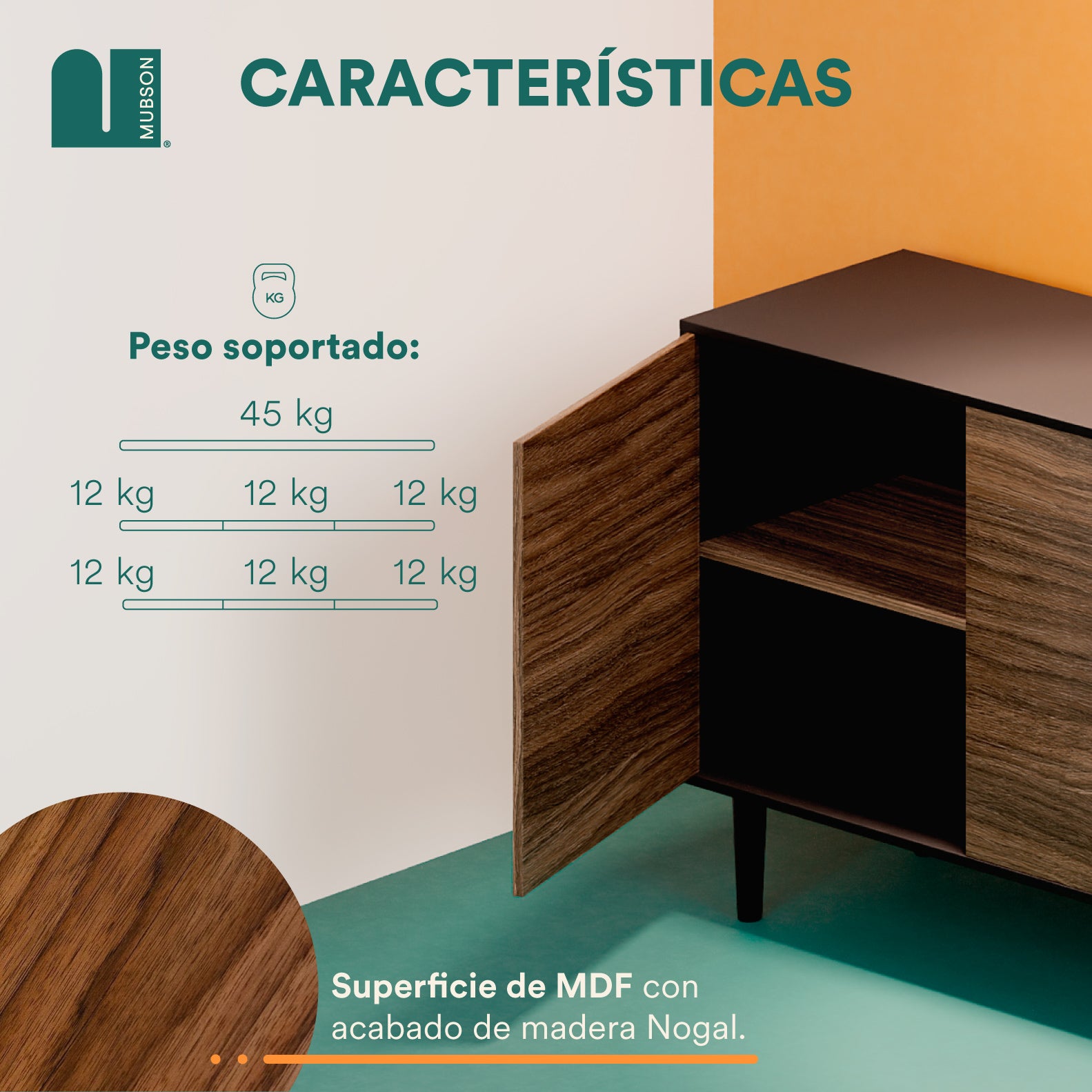 Mubson Credenza bufetera con puertas Gleza