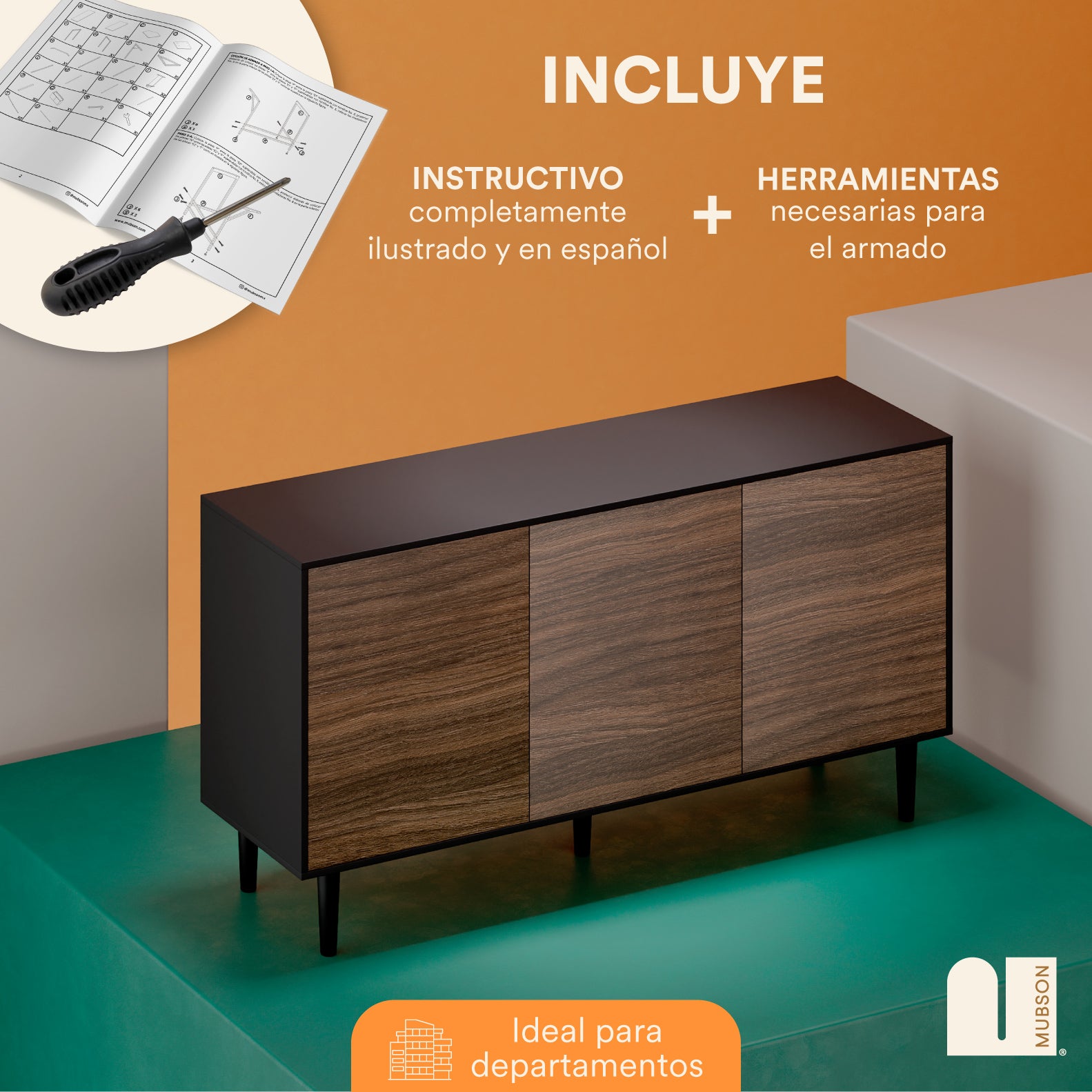Credenza Recibidor de Madera para Sala o Pasillo. Bufetera para Comedor Gleza