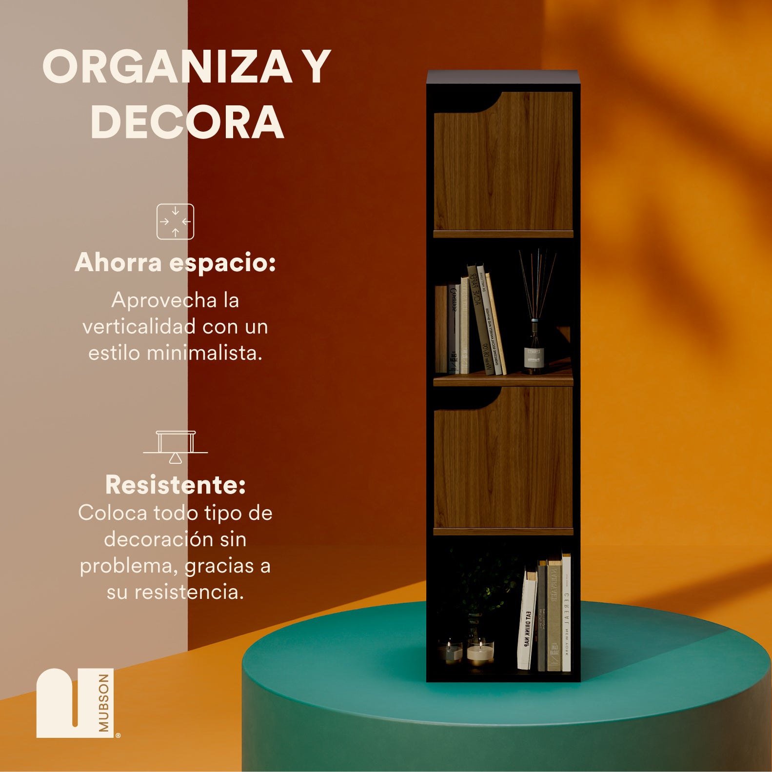 Librero Pequeño Minimalista. Librero con Puertas de 4 Repisas Odesa