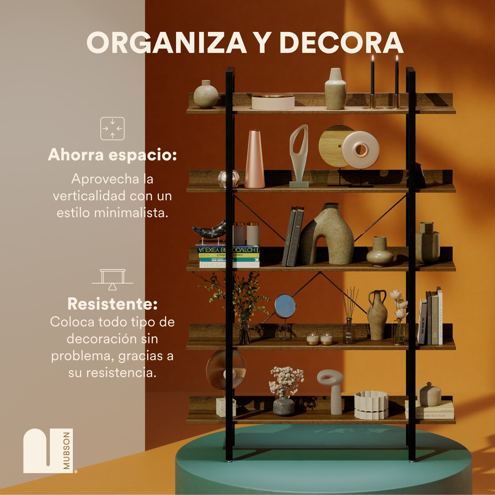 Librero Organizador con 5 Repisas. Estante Palermo