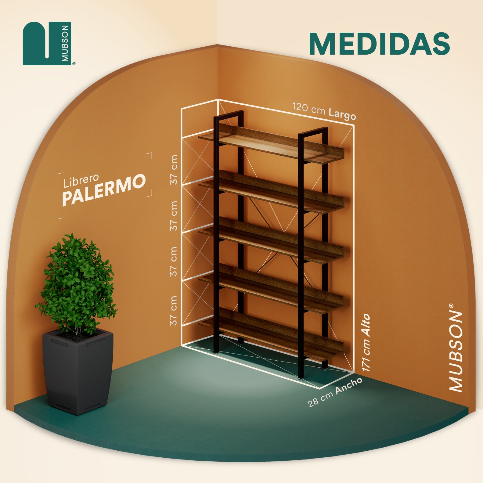 Librero Organizador con 5 Repisas. Estante Palermo