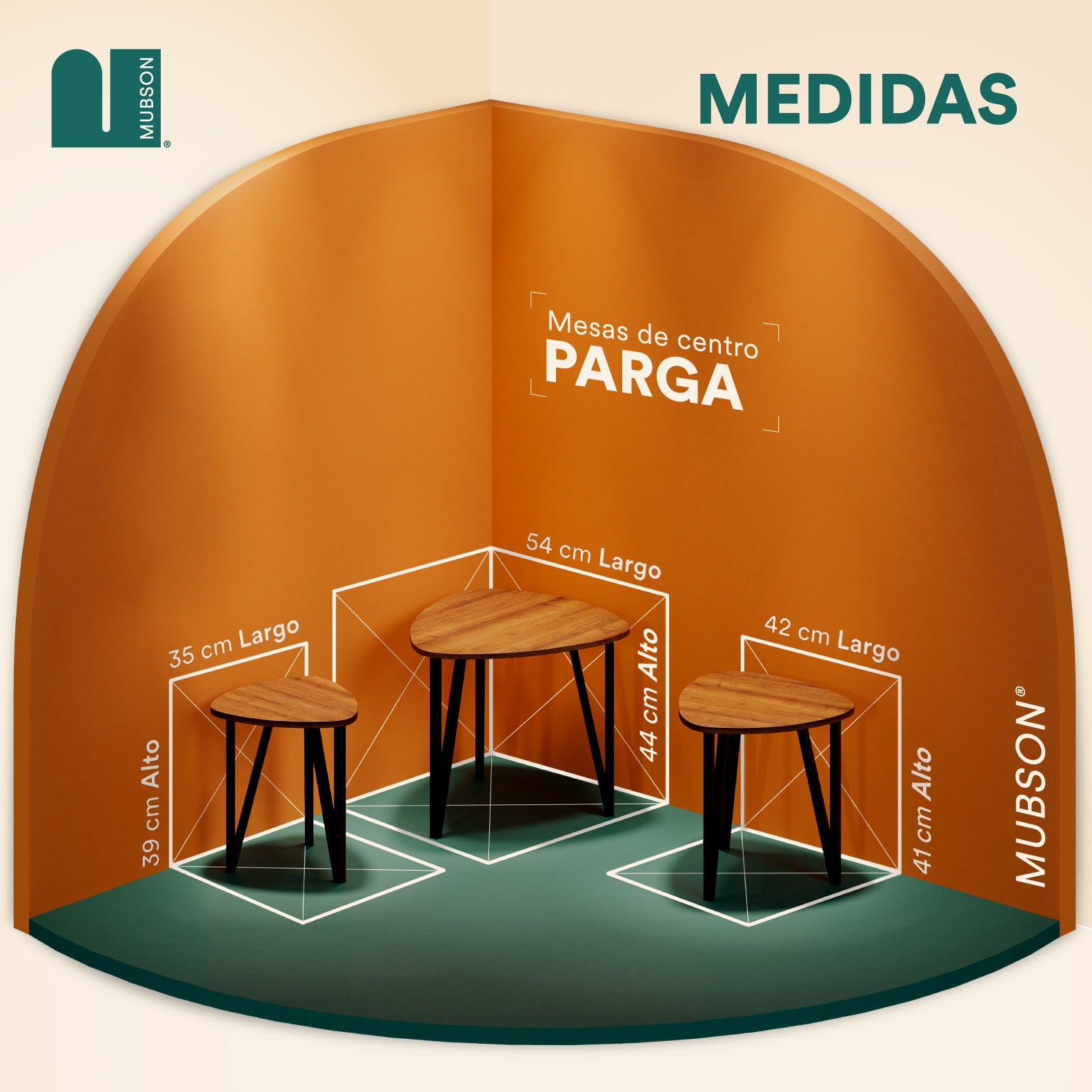 Set de Mesas de Centro para Sala. 3 Mesas de Centro Parga