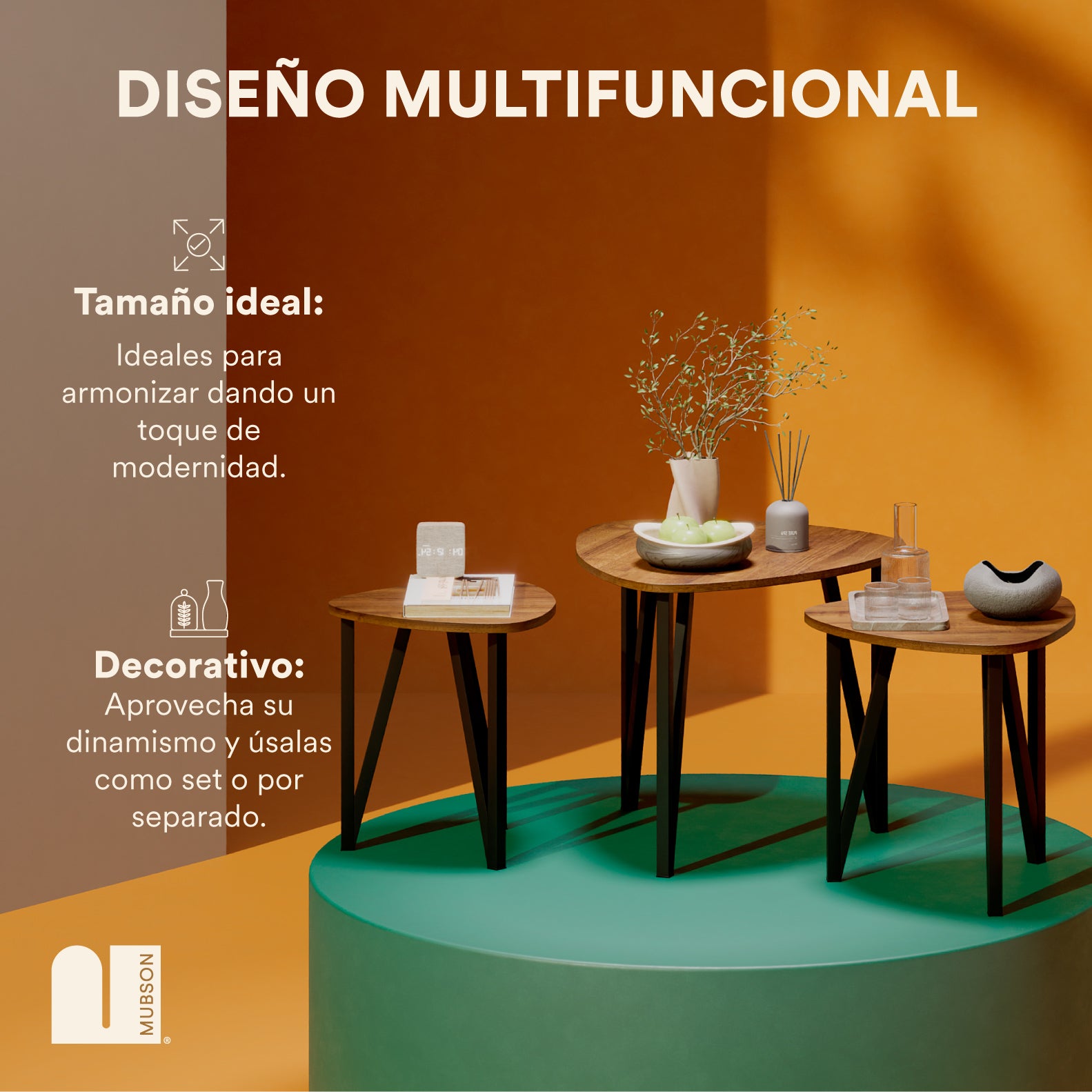 Set de Mesas de Centro para Sala. 3 Mesas de Centro Parga