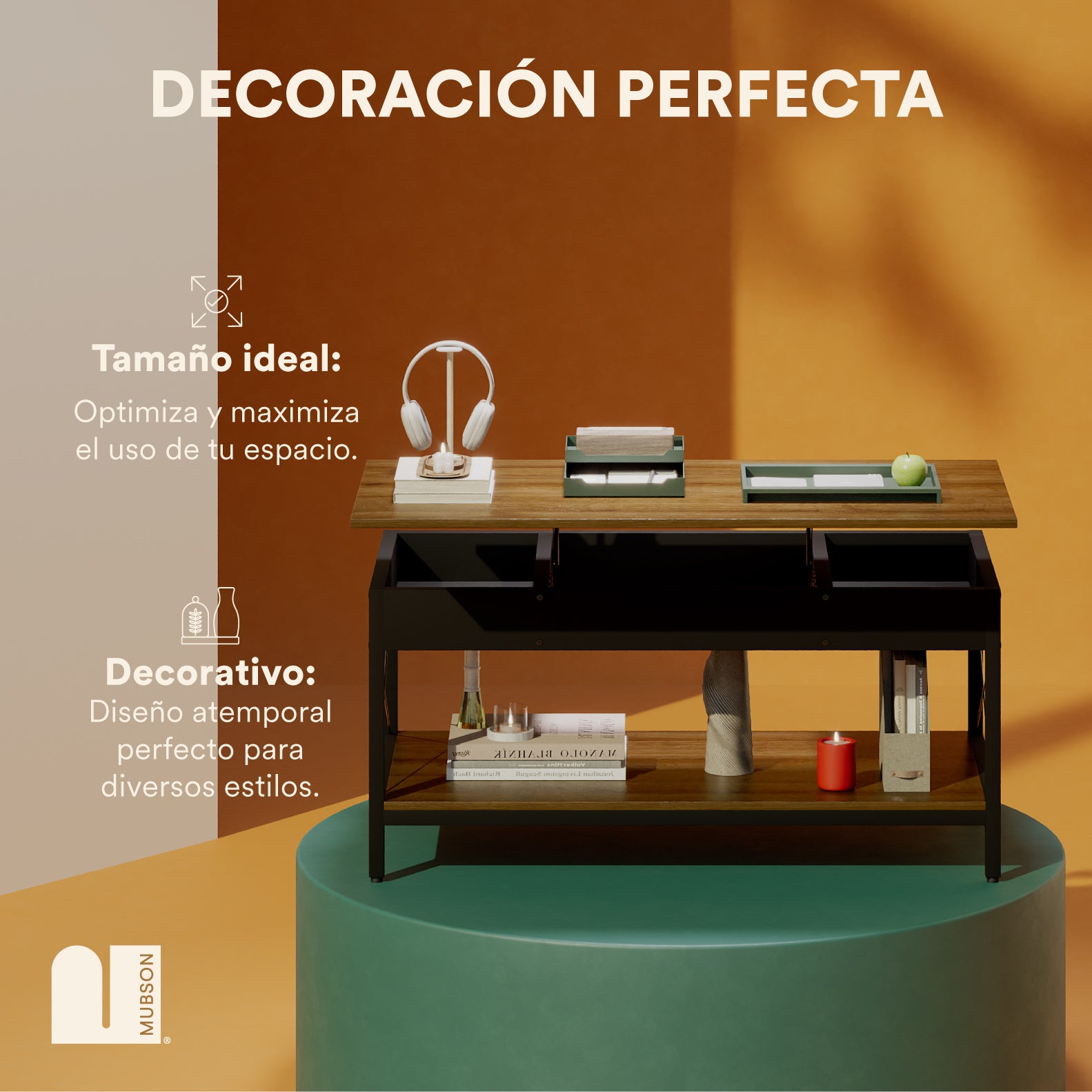 Mesa de Centro con Compartimento. Mesa de Centro para Sala con Doble Repisa Piare