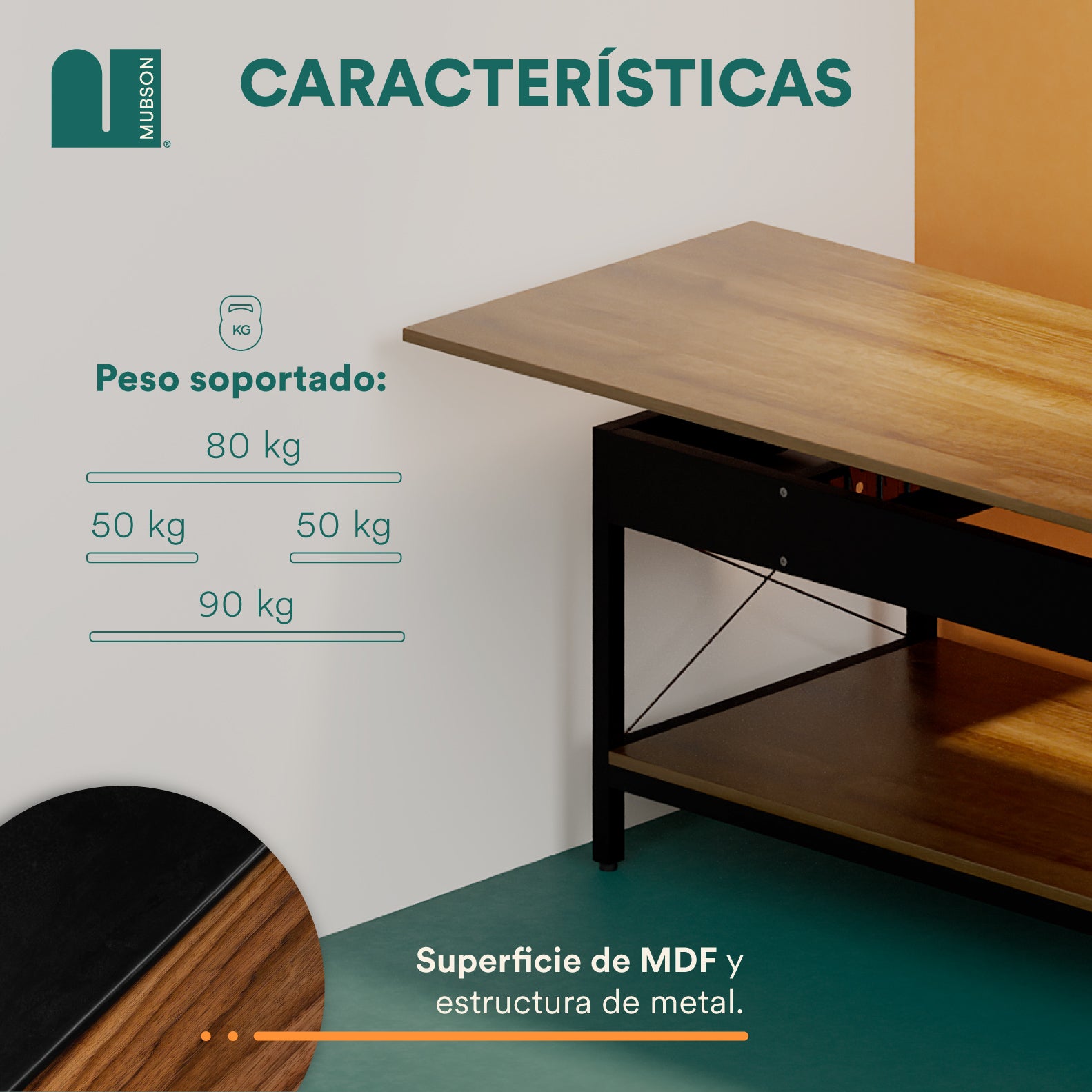 Mesa de Centro con Compartimento. Mesa de Centro para Sala con Doble Repisa Piare