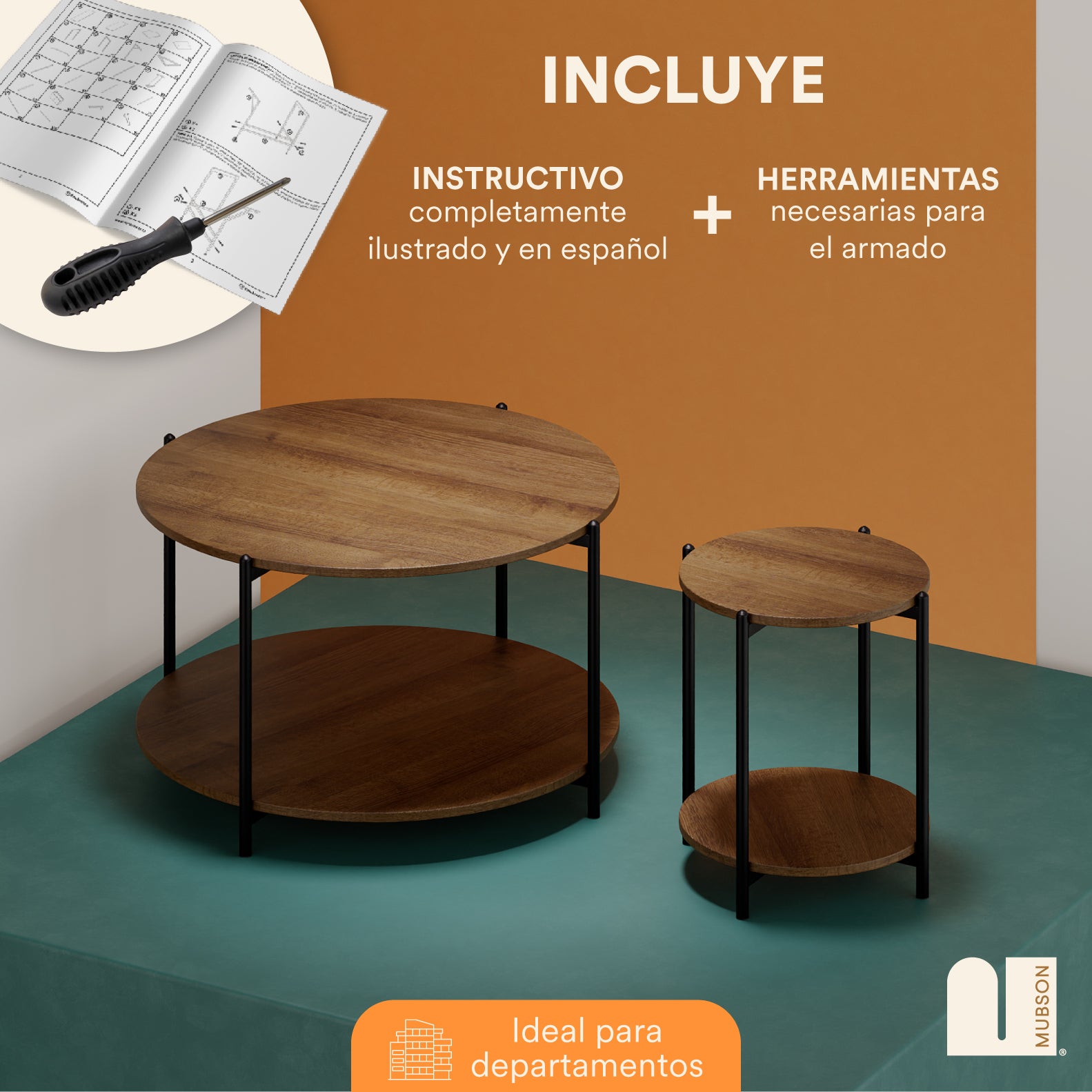 Set de Mesas de Centro para Sala. 2 Mesas de Centro Verona