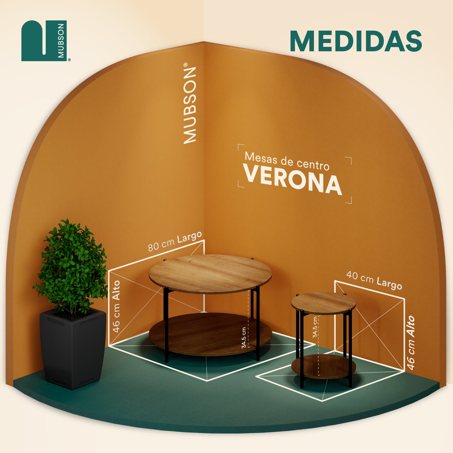 Set de Mesas de Centro para Sala. 2 Mesas de Centro Verona