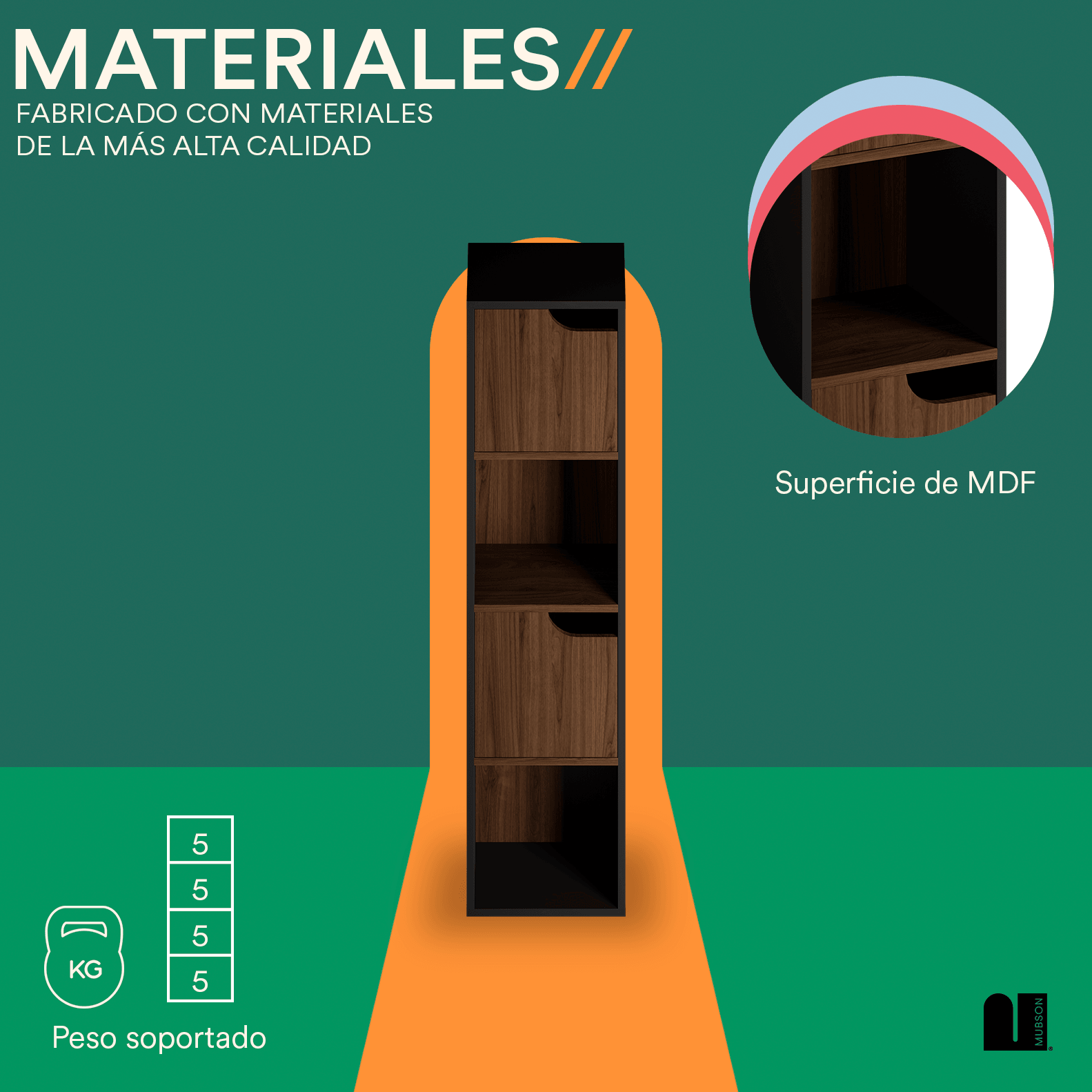 Librero Pequeño Minimalista. Librero con Puertas de 4 Repisas Odesa