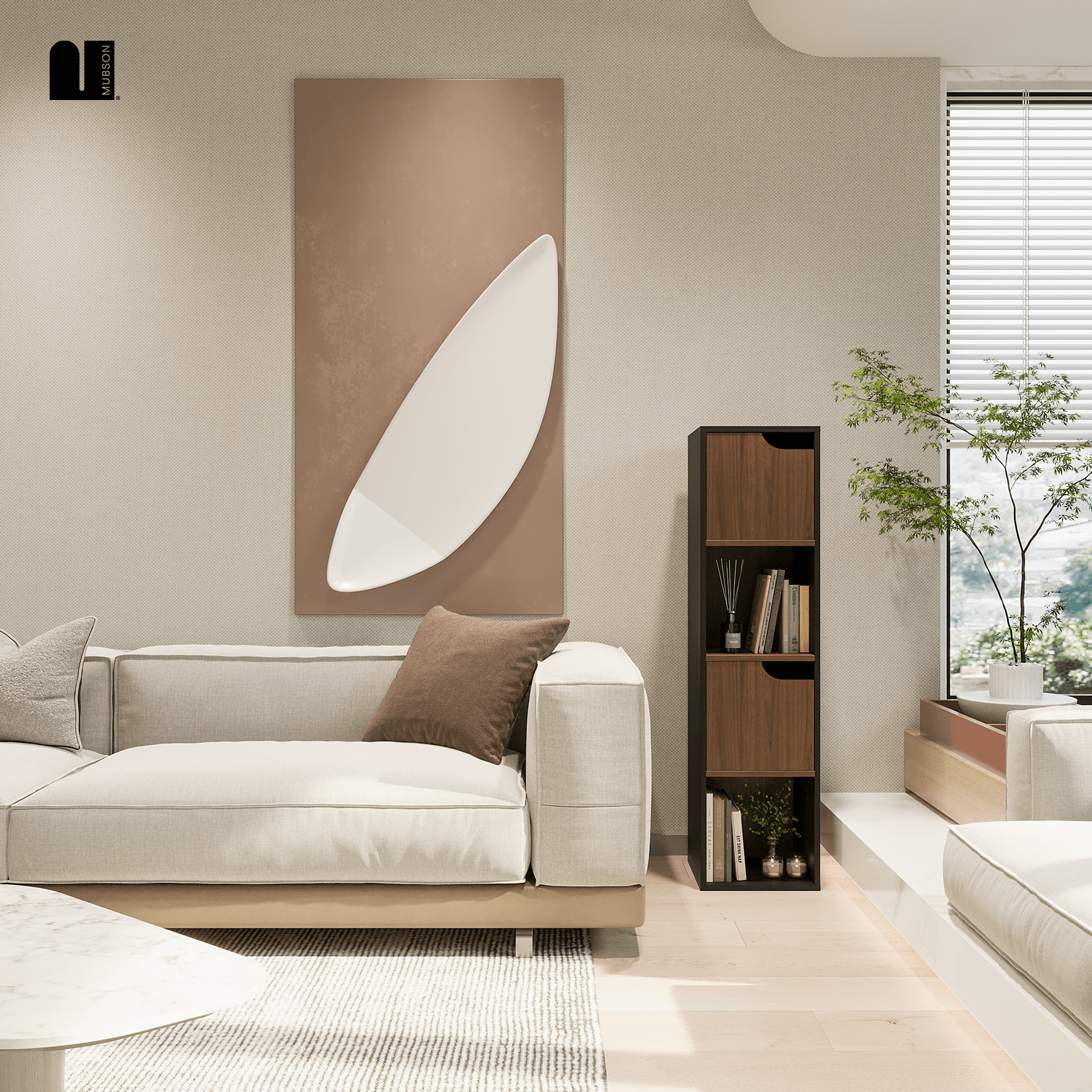 Librero Pequeño Minimalista. Librero con Puertas de 4 Repisas Odesa