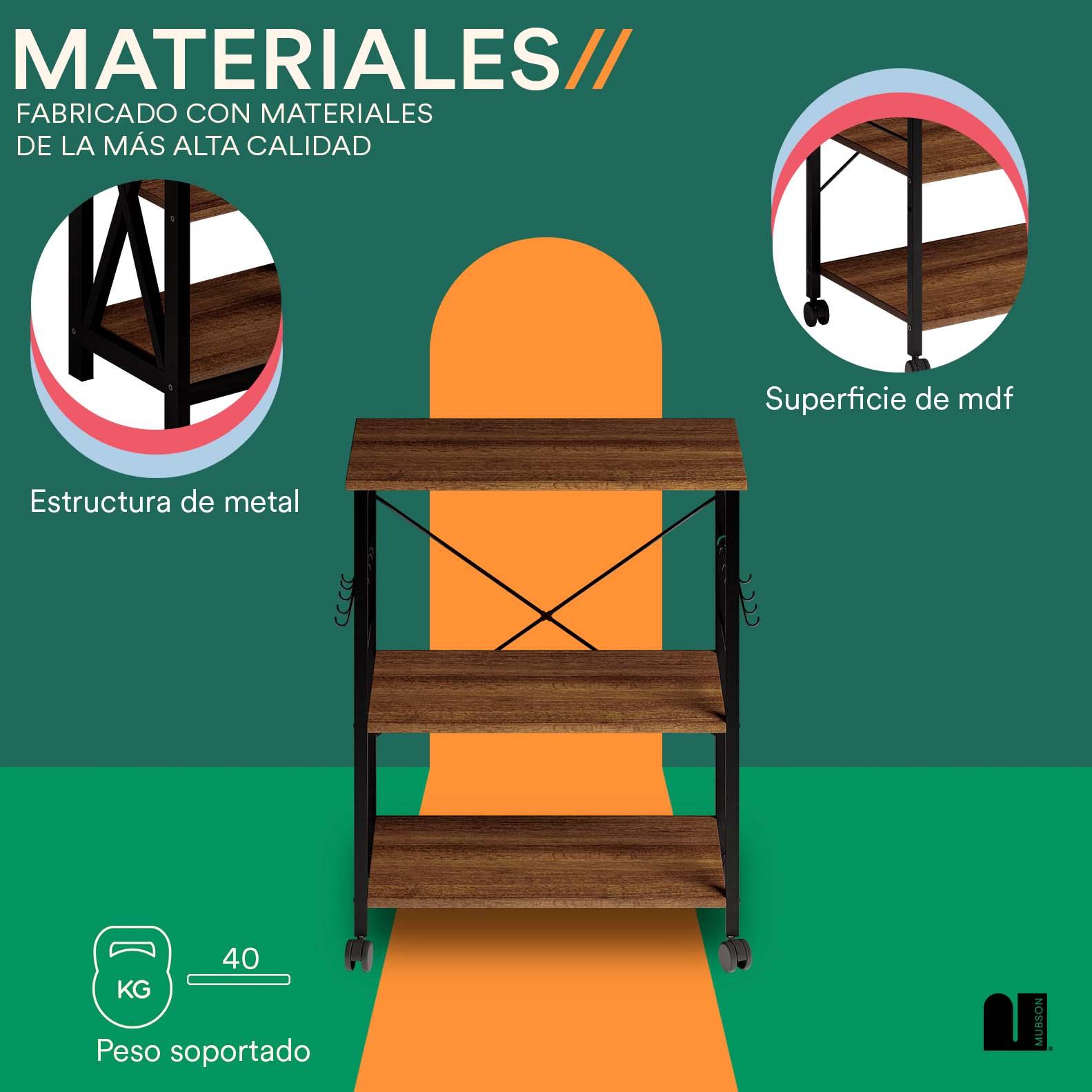 Carrito de Bar. Carrito Organizador con Ruedas para Bar o Cocina Leira