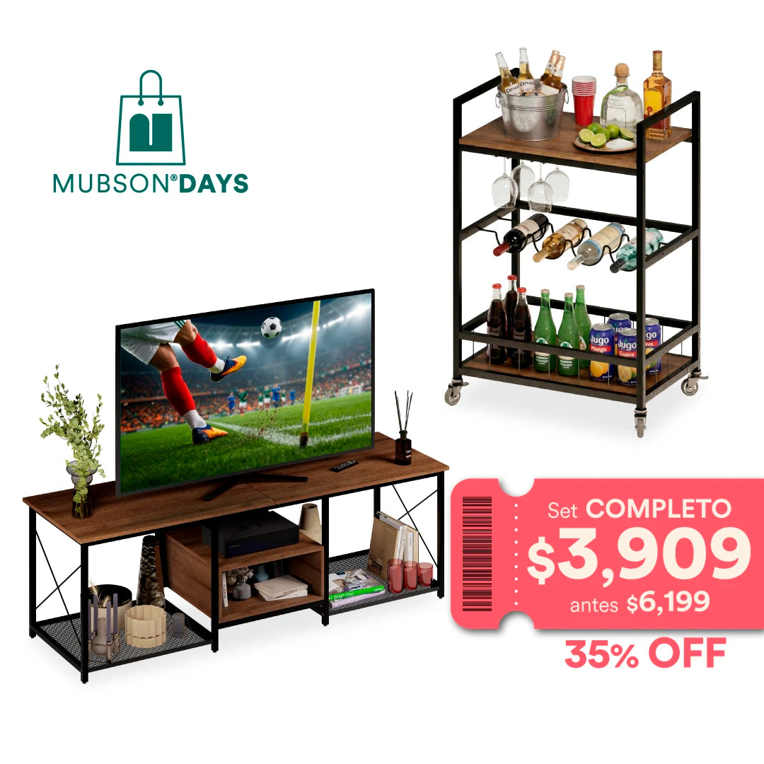 Centro de Entretenimiento - Mesa para TV Cambel + Carrito de Bar Musso