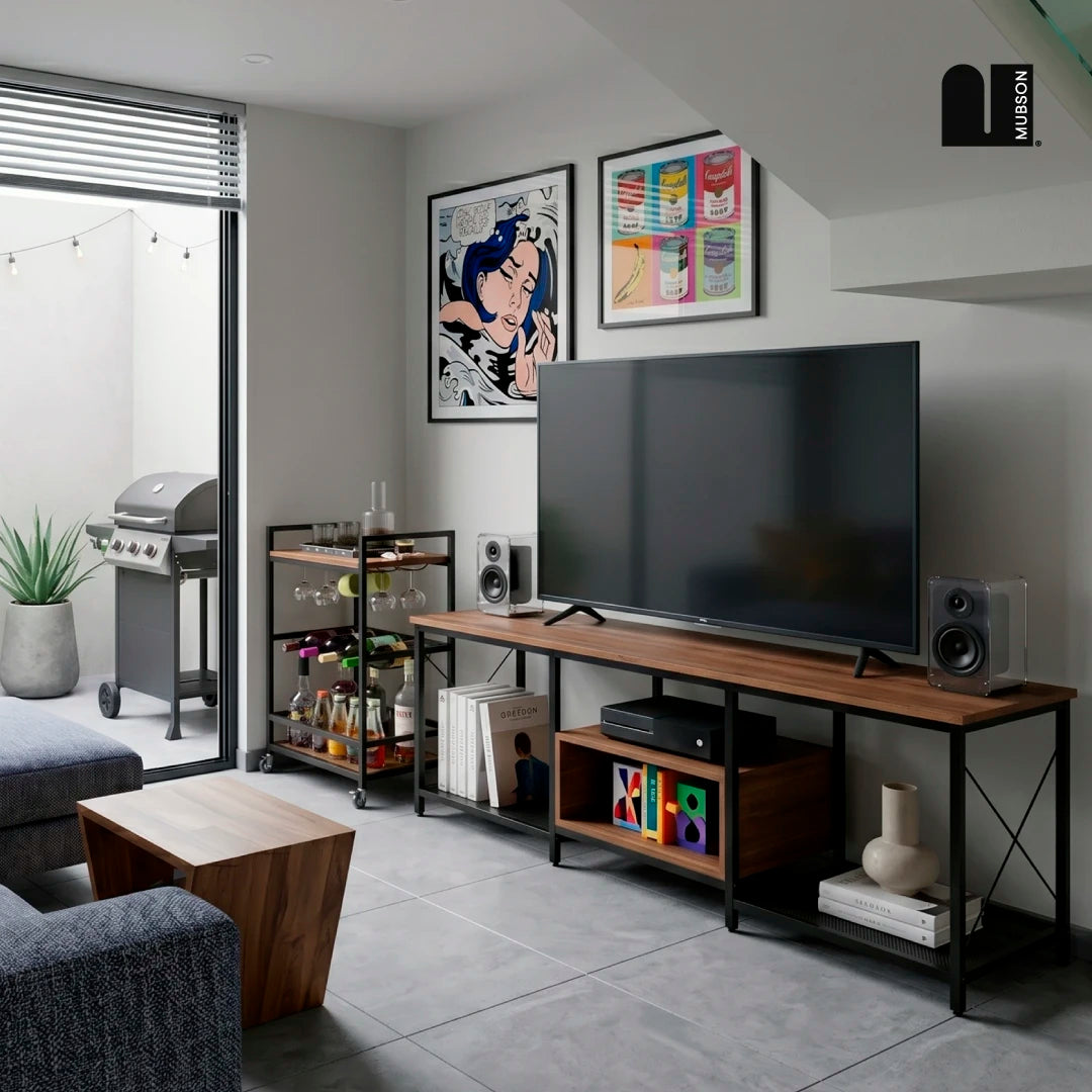 Centro de Entretenimiento - Mesa para TV Cambel + Carrito de Bar Musso