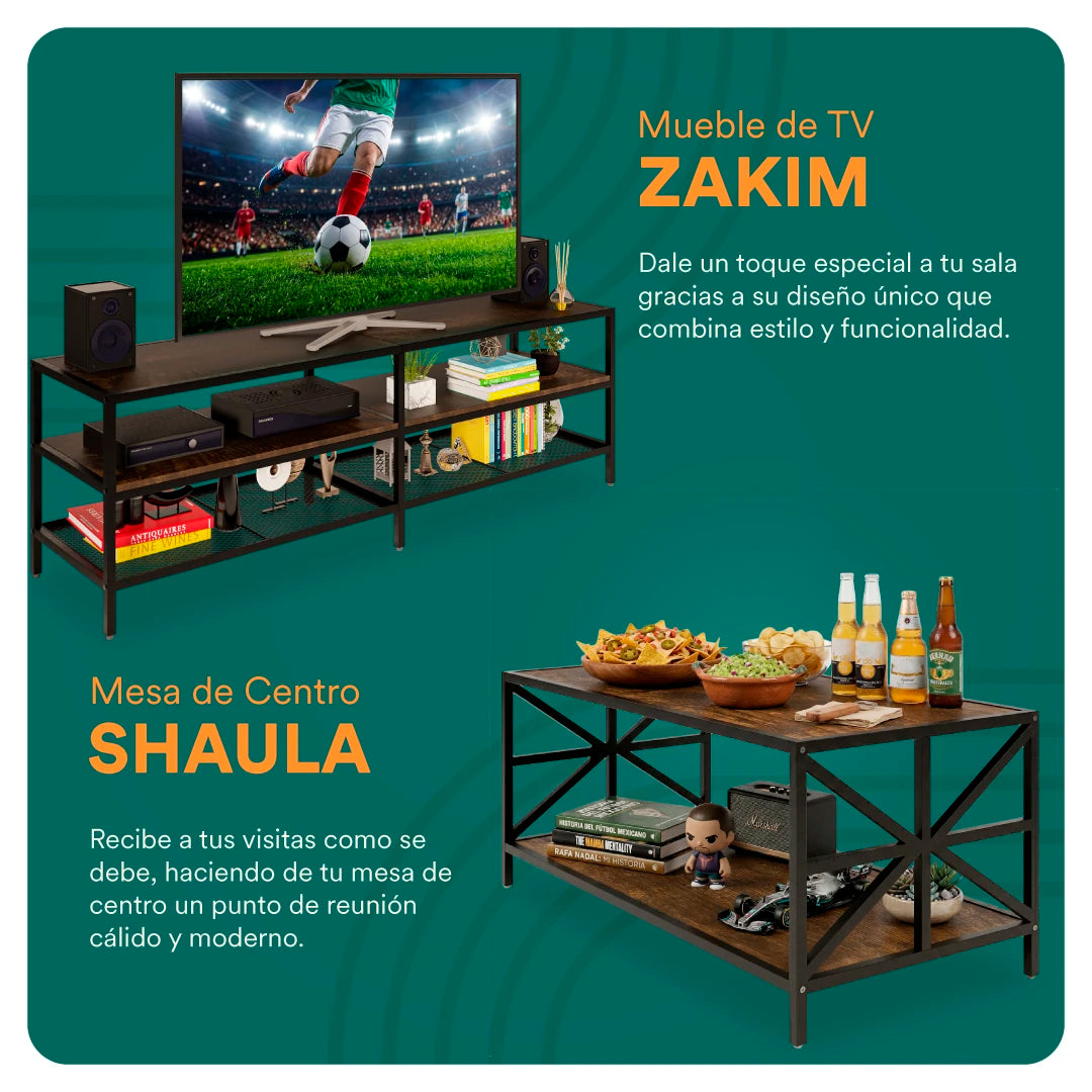 Centro de Entretenimiento - Mesa para TV Zakim + Mesa de Centro Shaula
