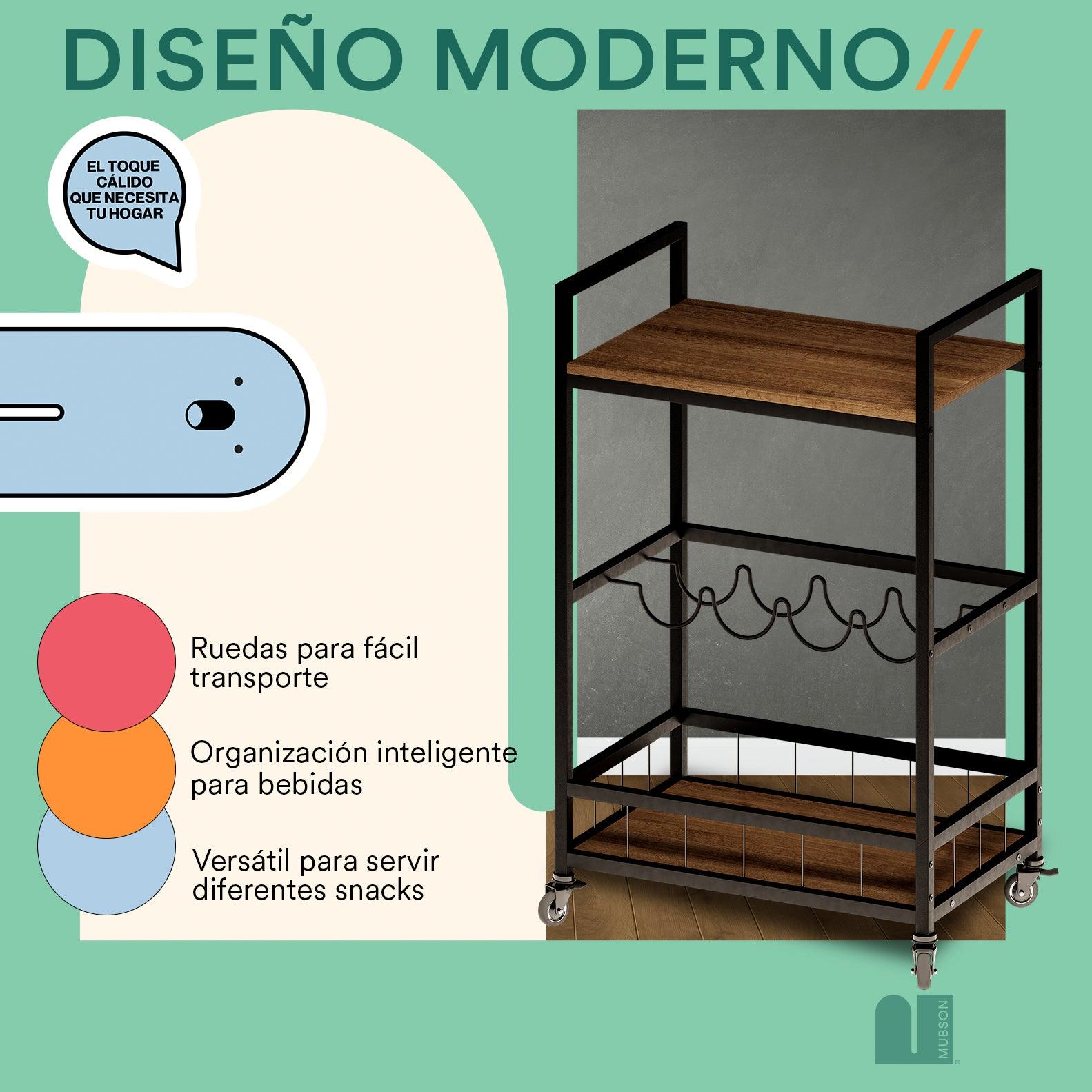 Carrito de Bar. Carrito Organizador con Ruedas para Bar Musso