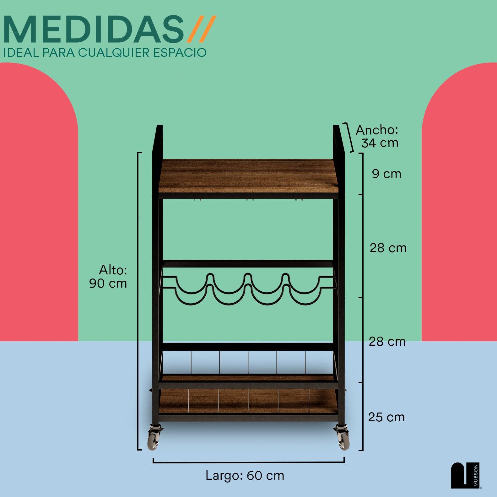 Carrito de Bar. Carrito Organizador con Ruedas para Bar Musso