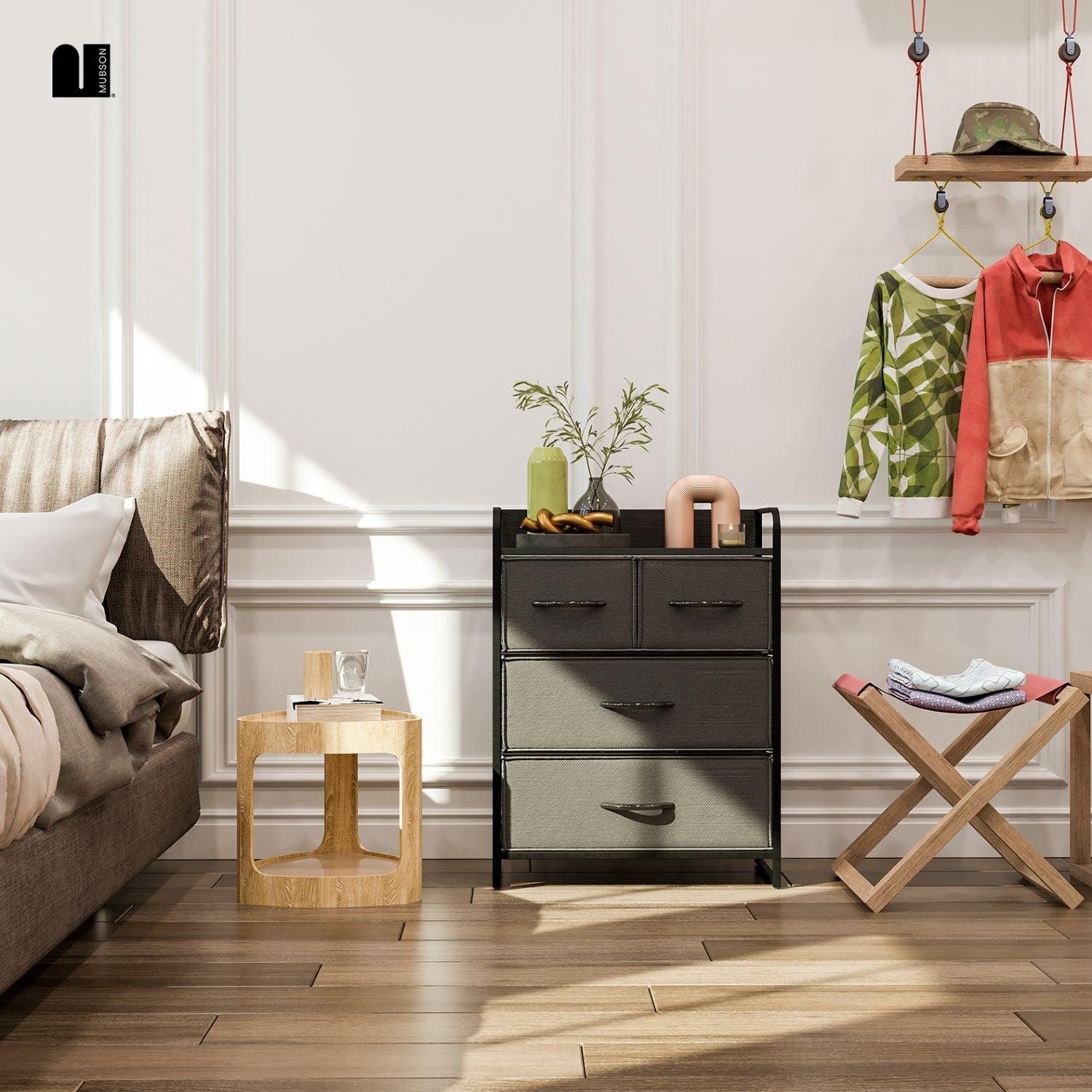 Cajonera. Comoda con 4 Cajones de Tela. Chifonier Nara