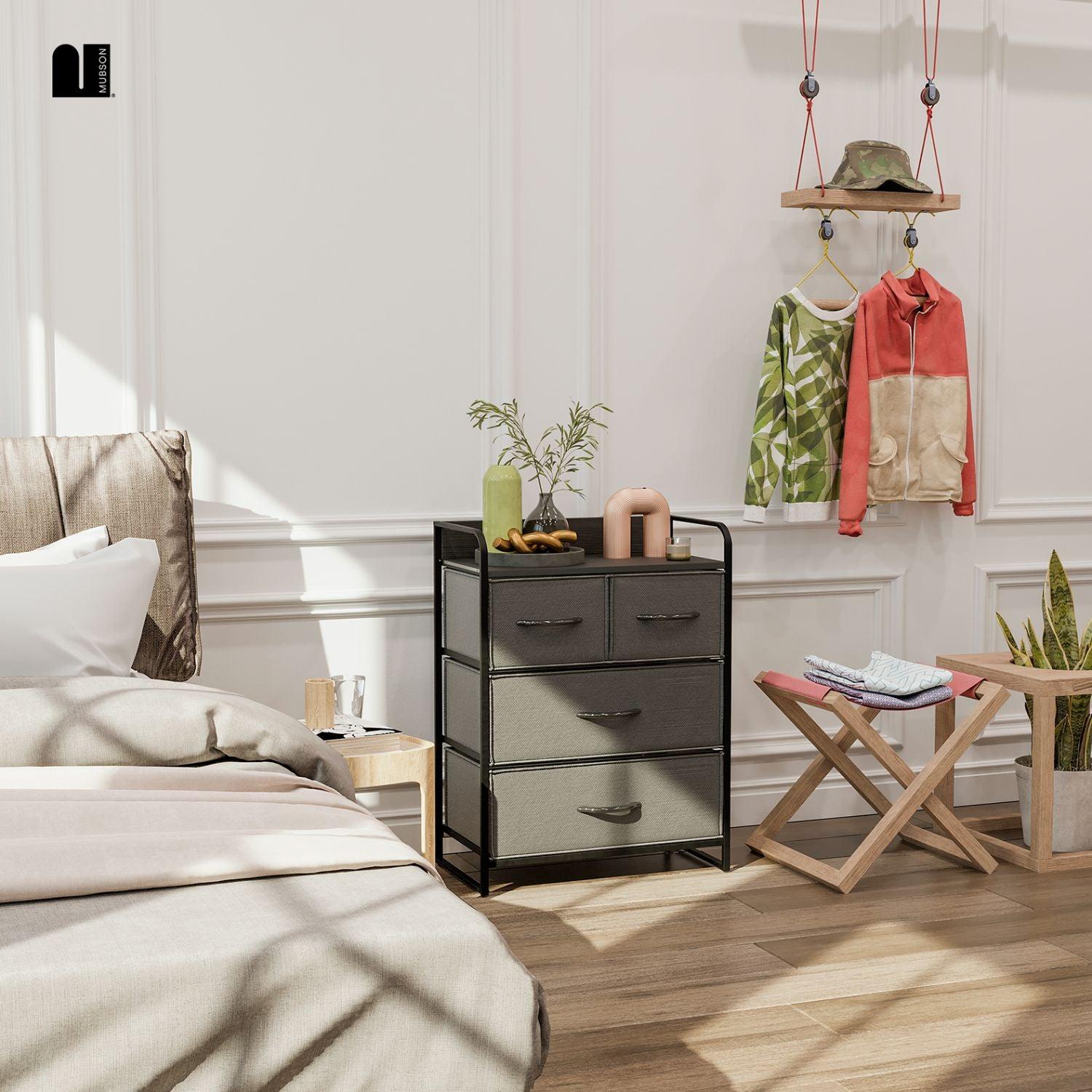 Cajonera. Comoda con 4 Cajones de Tela. Chifonier Nara