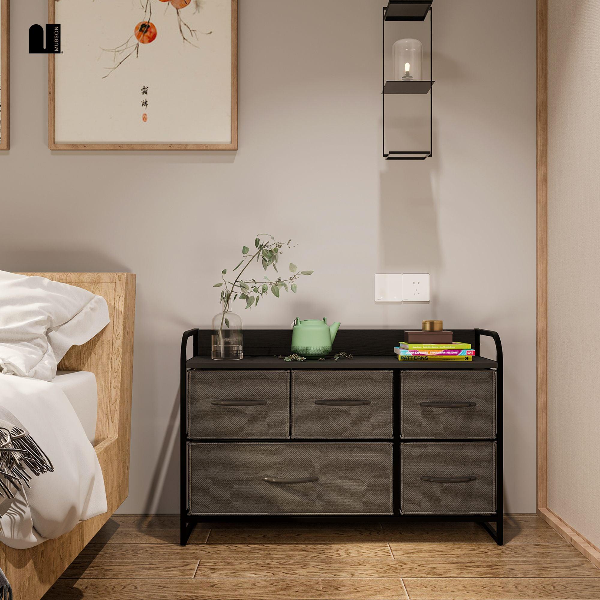 Cajonera. Comoda con 5 Cajones de Tela Nara. Chifonier Horizontal Nara