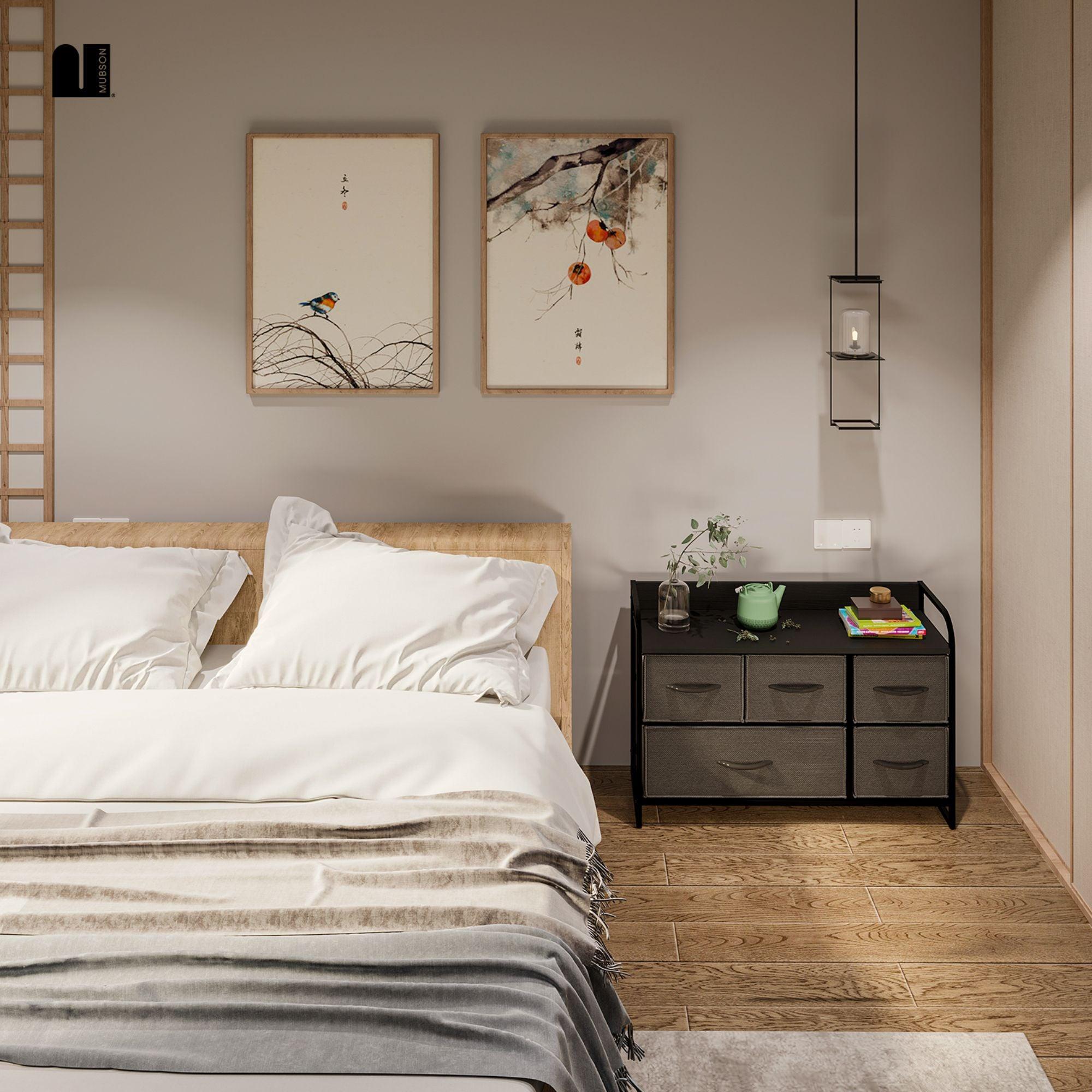 Cajonera. Comoda con 5 Cajones de Tela Nara. Chifonier Horizontal Nara