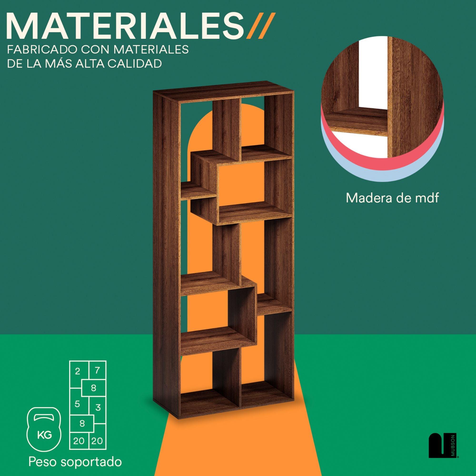 Librero de Madera con 9 Repisas. Estante Organizador Parma
