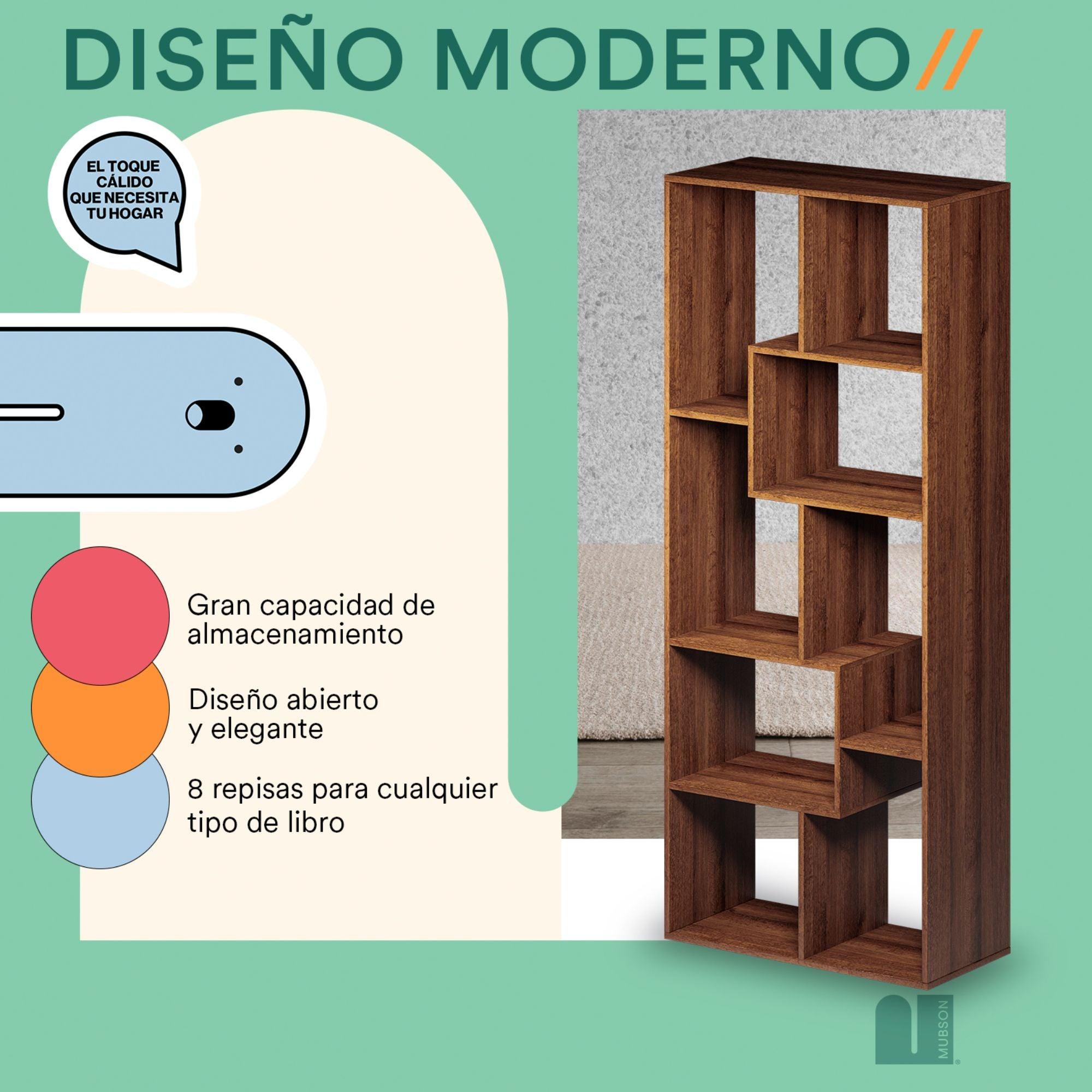 Librero de Madera con 9 Repisas. Estante Organizador Parma