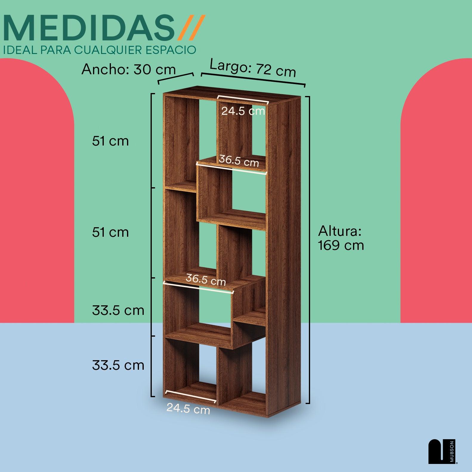 Librero de Madera con 9 Repisas. Estante Organizador Parma