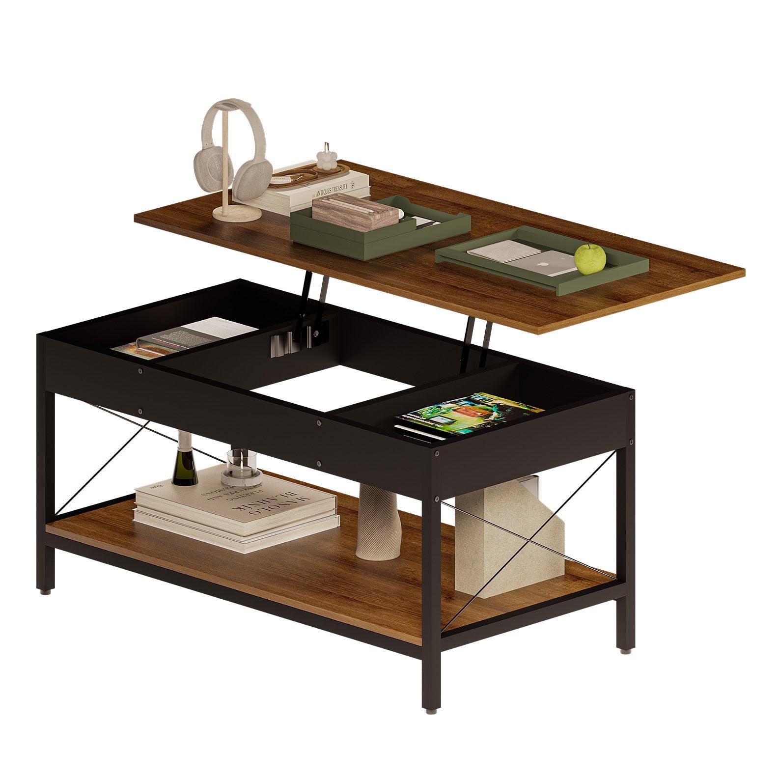 Mesa de Centro con Compartimento. Mesa de Centro para Sala con Doble Repisa Piare