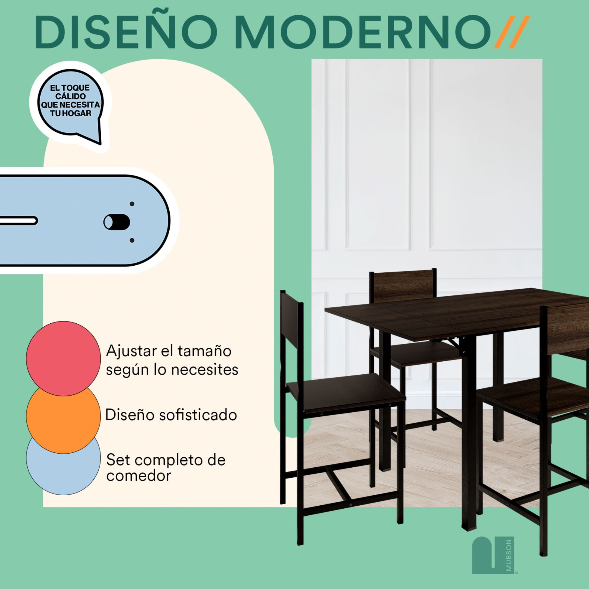 Comedor con 4 Sillas. Antecomedor Ponce