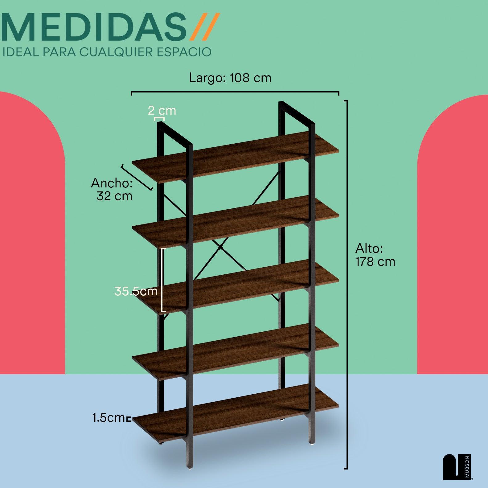 Librero Organizador con 5 Repisas. Estante Reisner