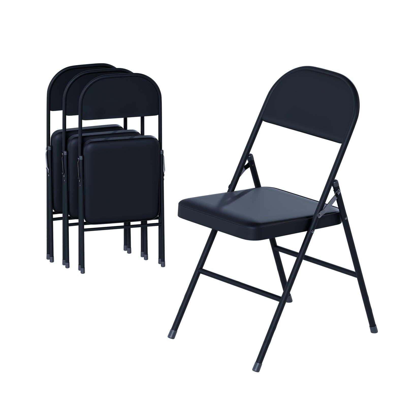 Sillas plegables. Set de 4 Sillas de Metal para Reuniones y Fiestas Reven