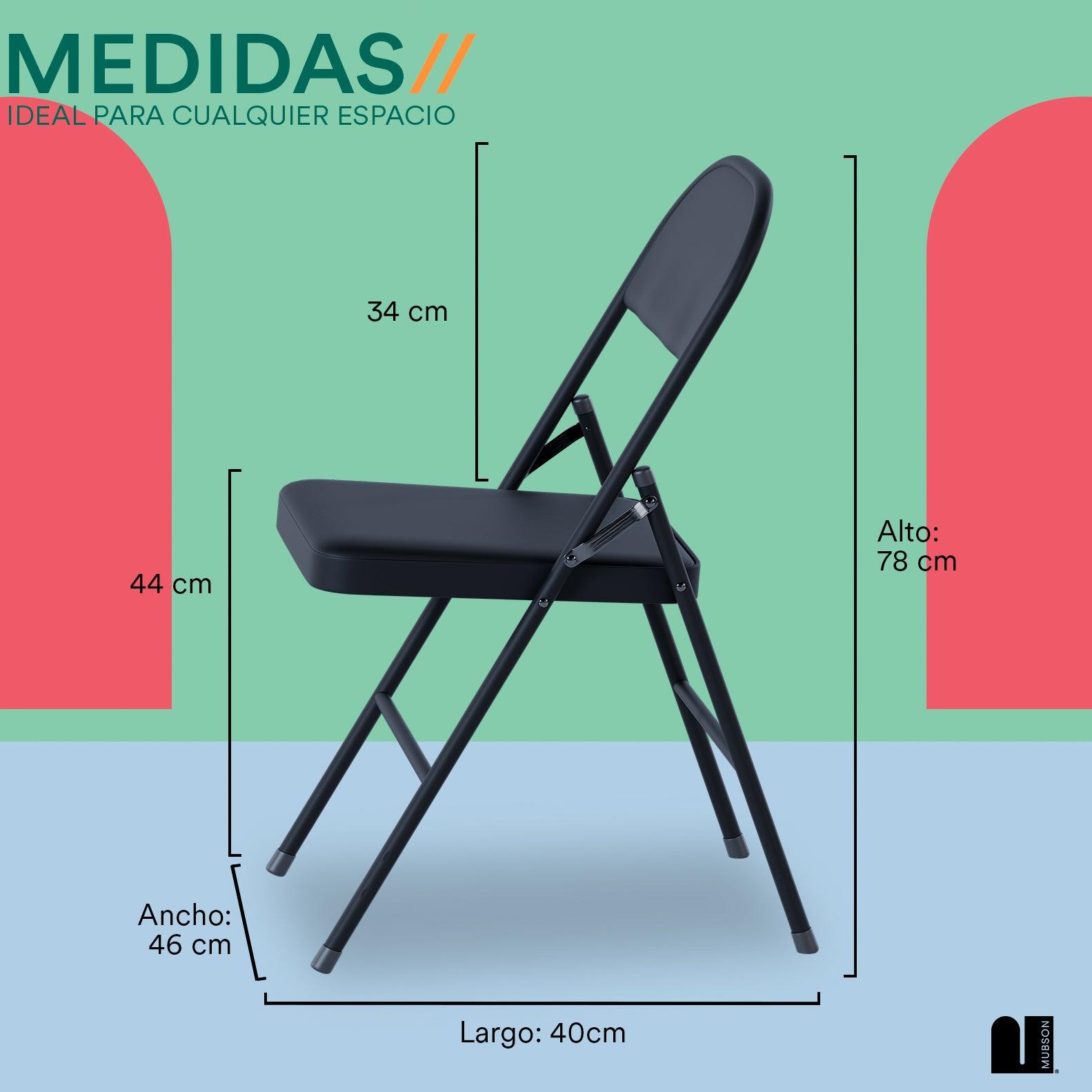 Sillas plegables. Set de 4 Sillas de Metal para Reuniones y Fiestas Reven