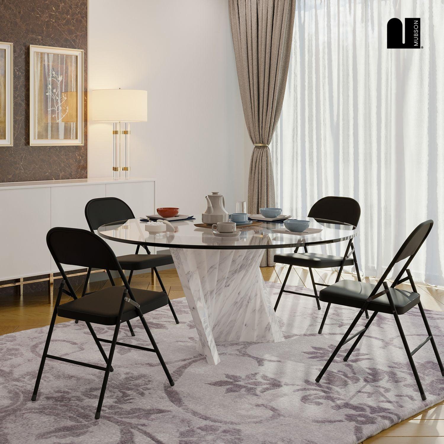 Sillas plegables. Set de 4 Sillas de Metal para Reuniones y Fiestas Reven